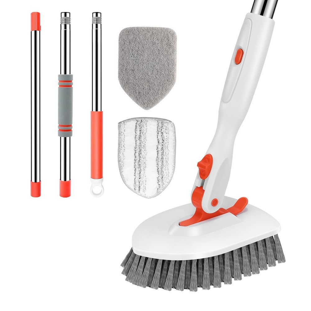 Floor Cleaning Brush, Tile Tub Floor Cleaner, Adjustable Long Handle7401