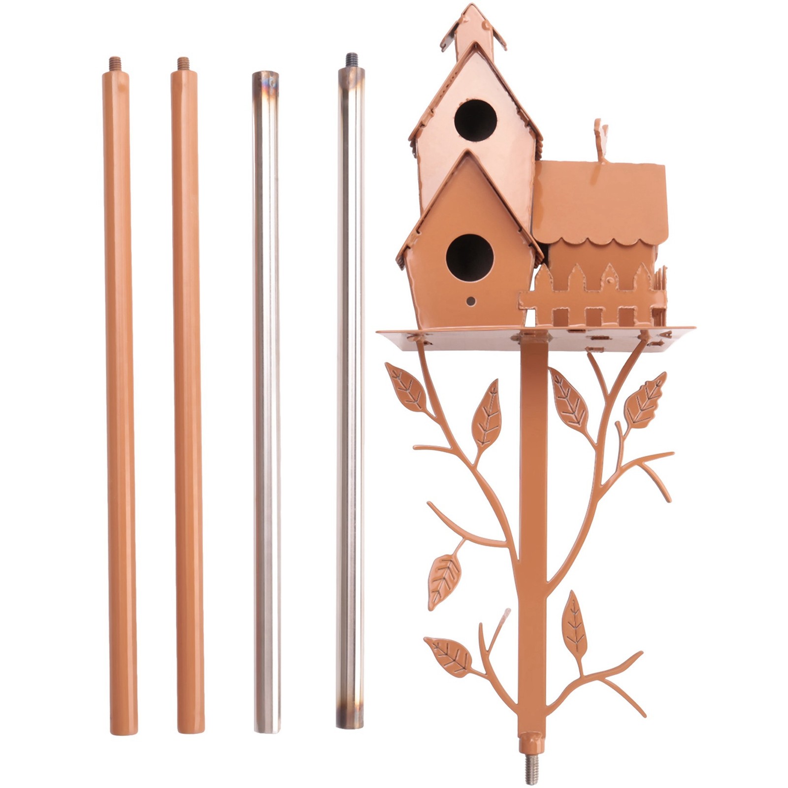 2X(Garden Bird House with Pole Metal Bird Feeders Garden Stakes Bird Houses5498