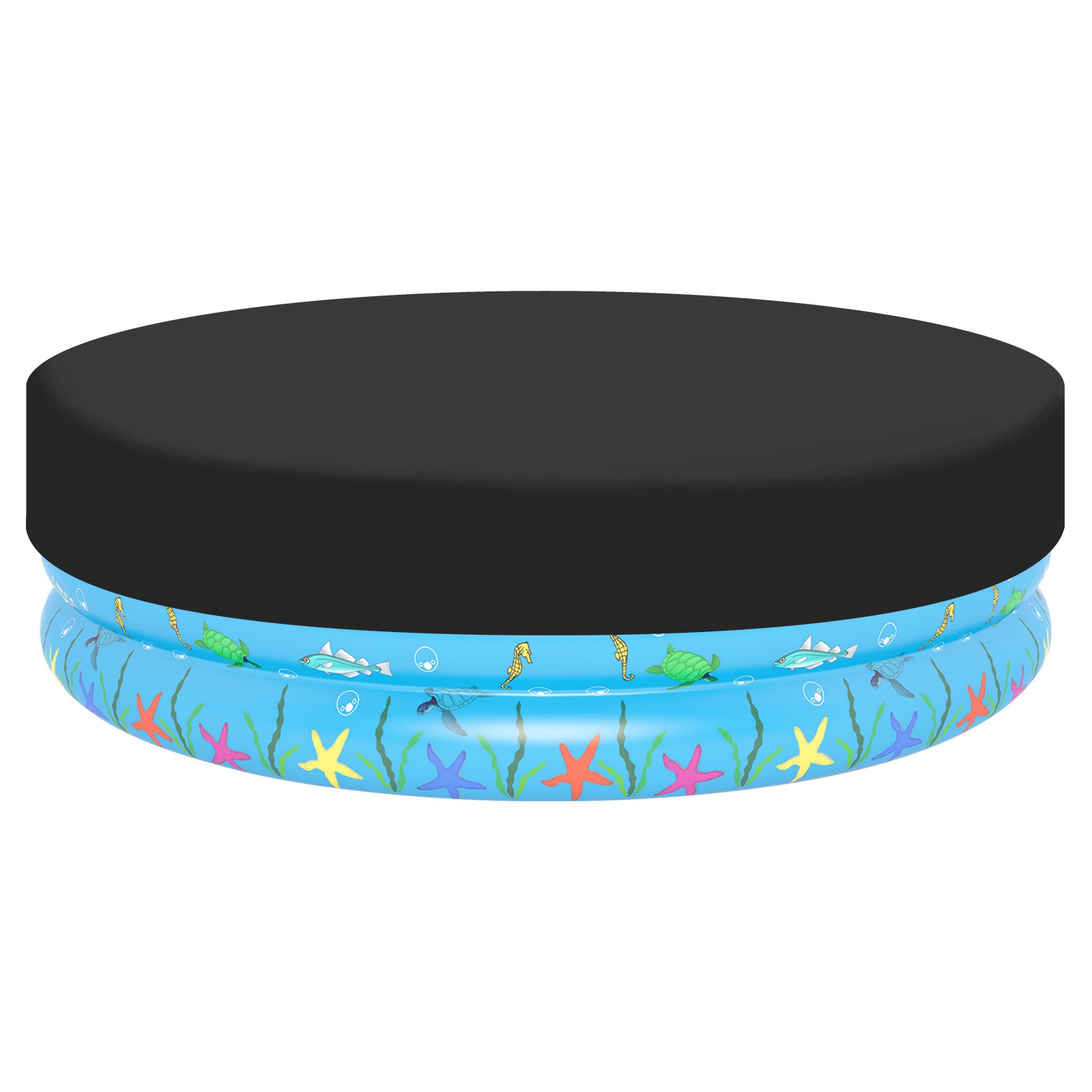 79"x12" Large Round Dog Pool Cover Foldable Waterproof Pet Bath Pool Cover Black