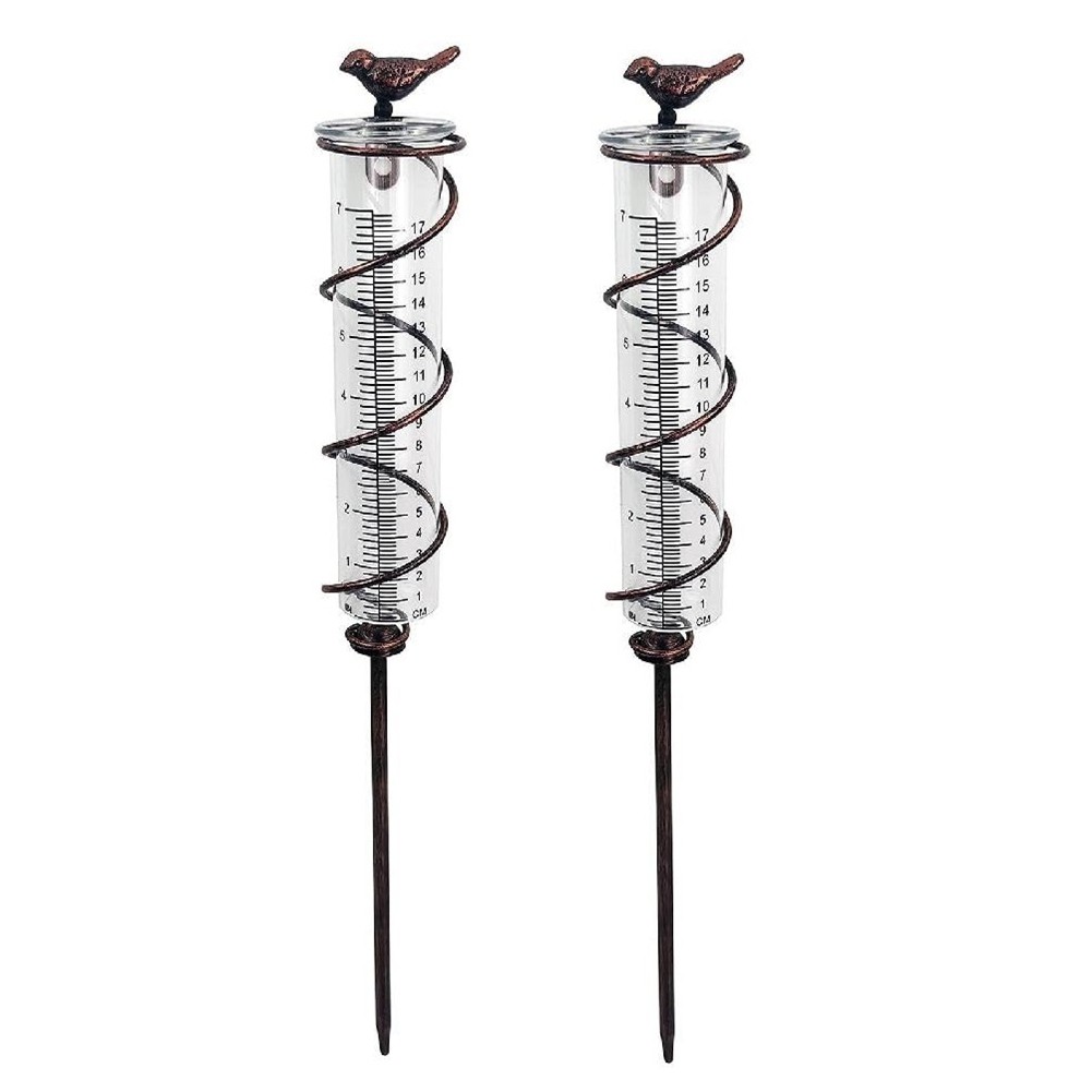 7L Capacity Glass Spiral Rain ,Cast Iron Bird Hanging Rain ,Garden Rain1234