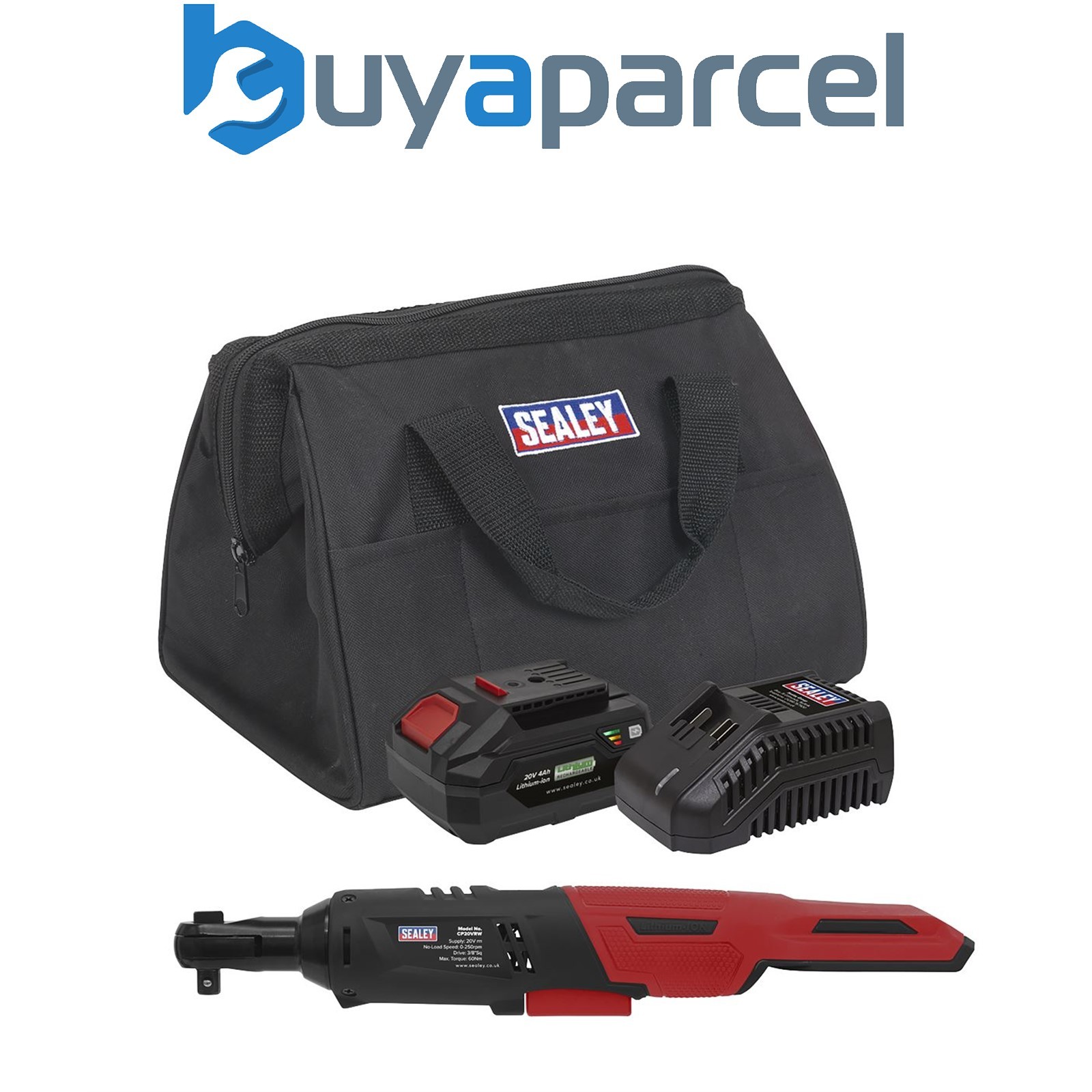 Sealey CP20VRWKIT1 SV20 Series 3/8"Sq Drive Cordless Ratchet Wrench Kit 60Nm 20V