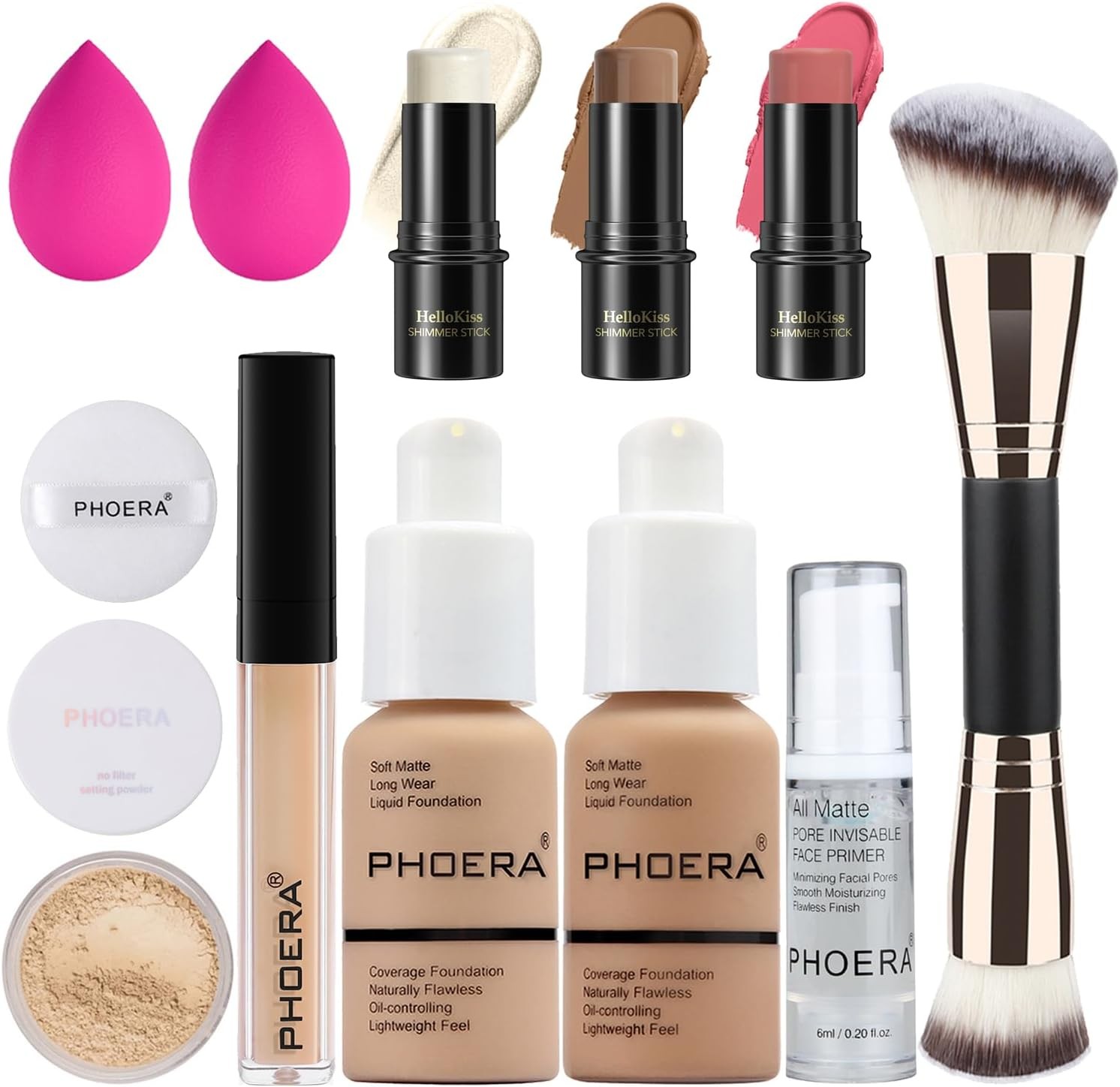 PHOERA Foundation 3-in-1 Contour Makeup Kit - Highlighter, Blush & Bronzer Stic