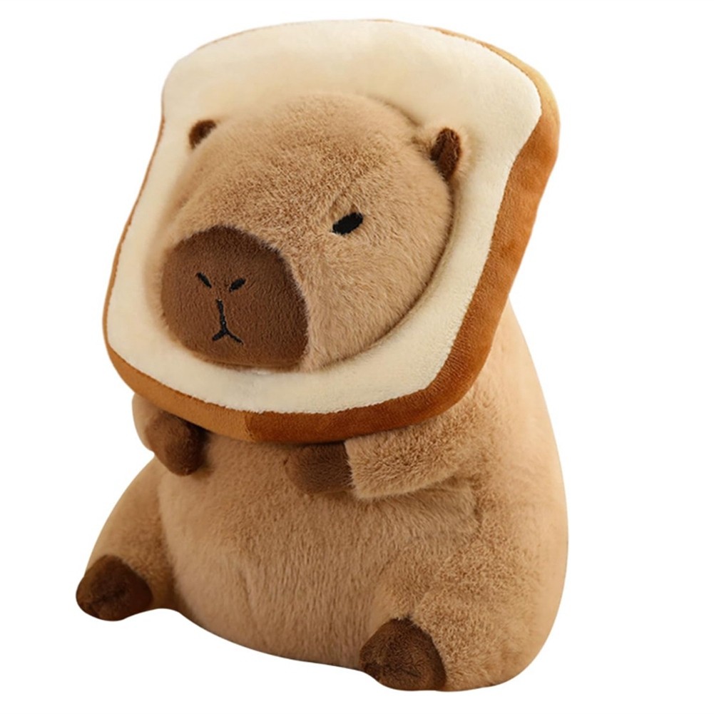 Cute Capybara Plush Pillow with Wearable Toast Headwear Kawaii Bread7406
