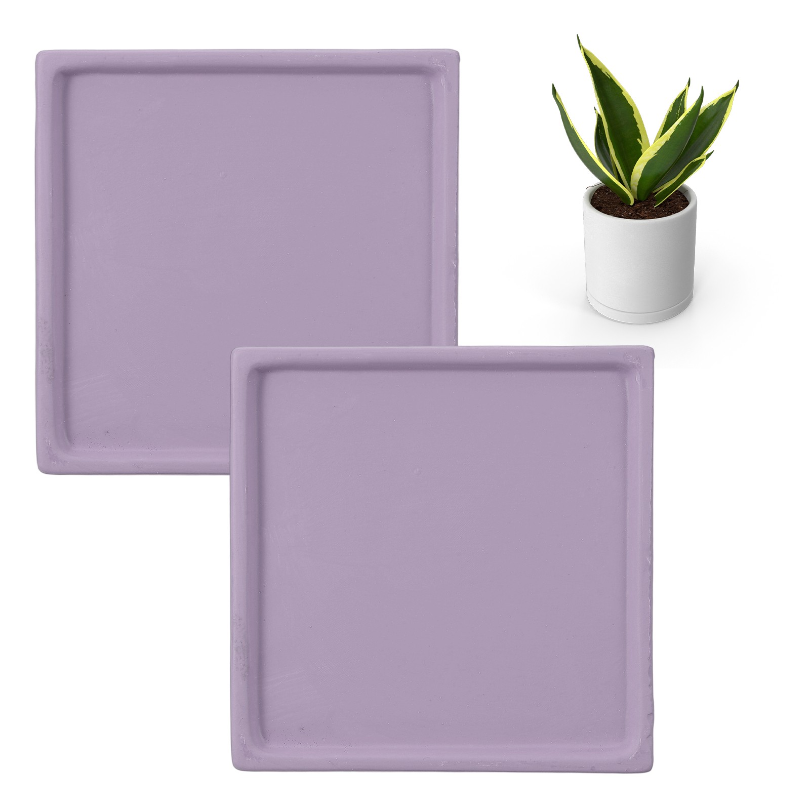 2 Pcs Square Plant Saucers, 4.7 Inch Plant Trays for Pots, Purple