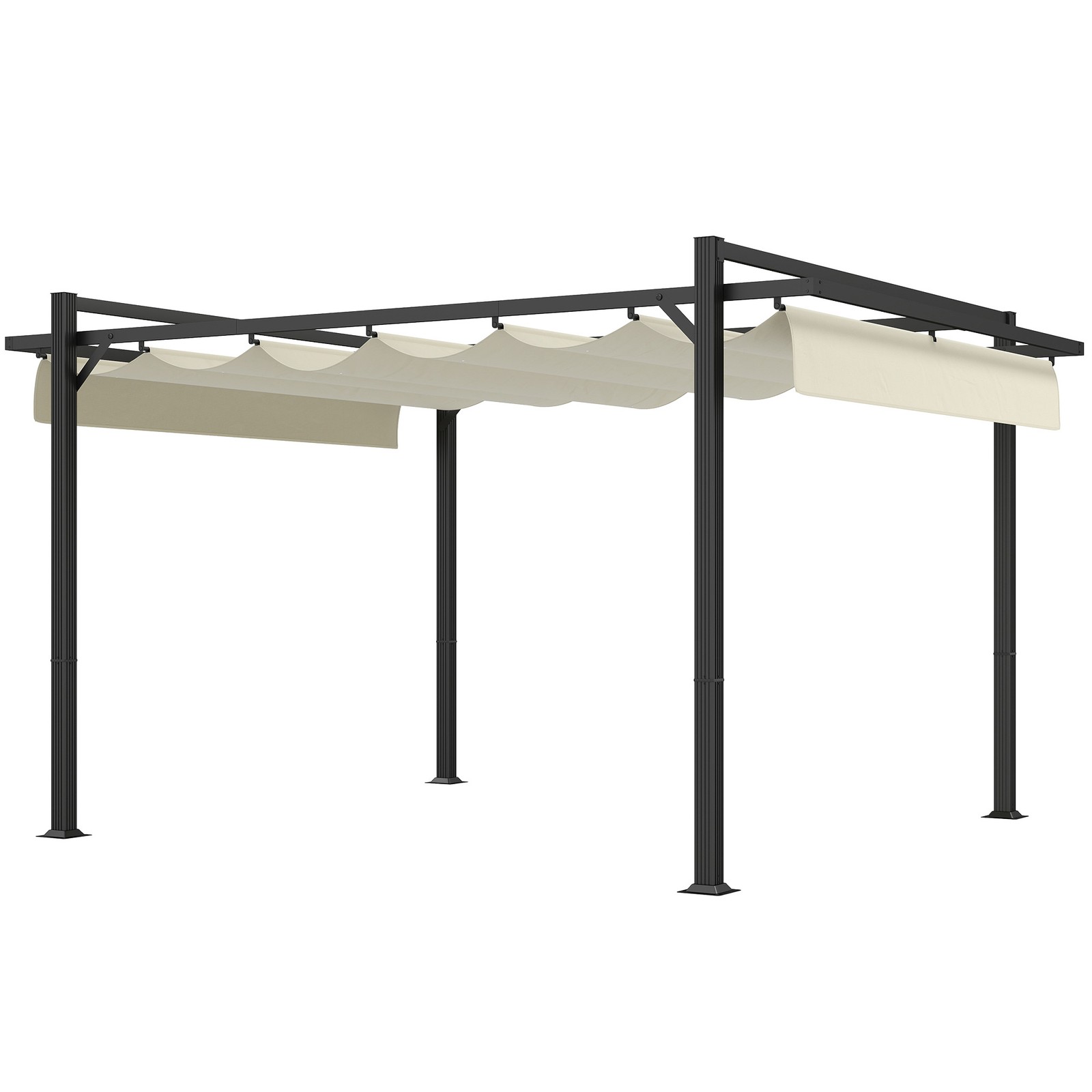 Outsunny 3 x 4m Pergola with Retractable Roof and Aluminium Frame, Khaki
