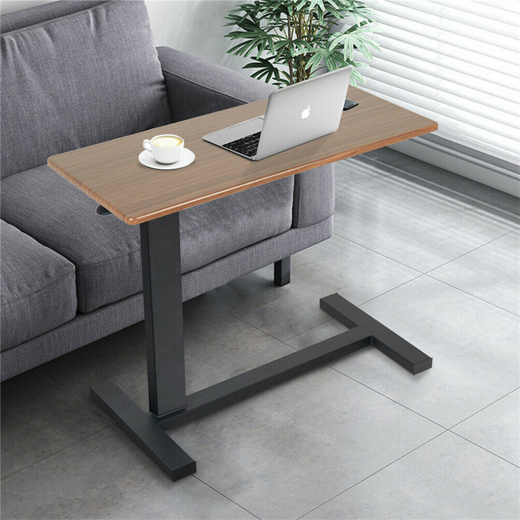 Gas-Lift Adjustable Overbed Table with Wheels Laptop Reading Workstation C Table