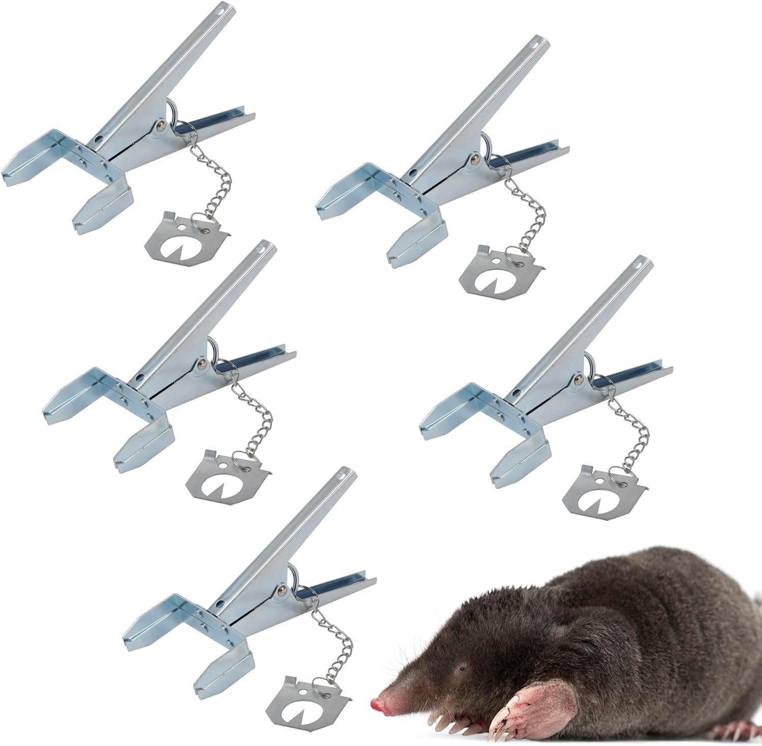 Easy Set Scissor Mole Traps, Reusable Mole Trap, Rust-Free Garden Protection, H