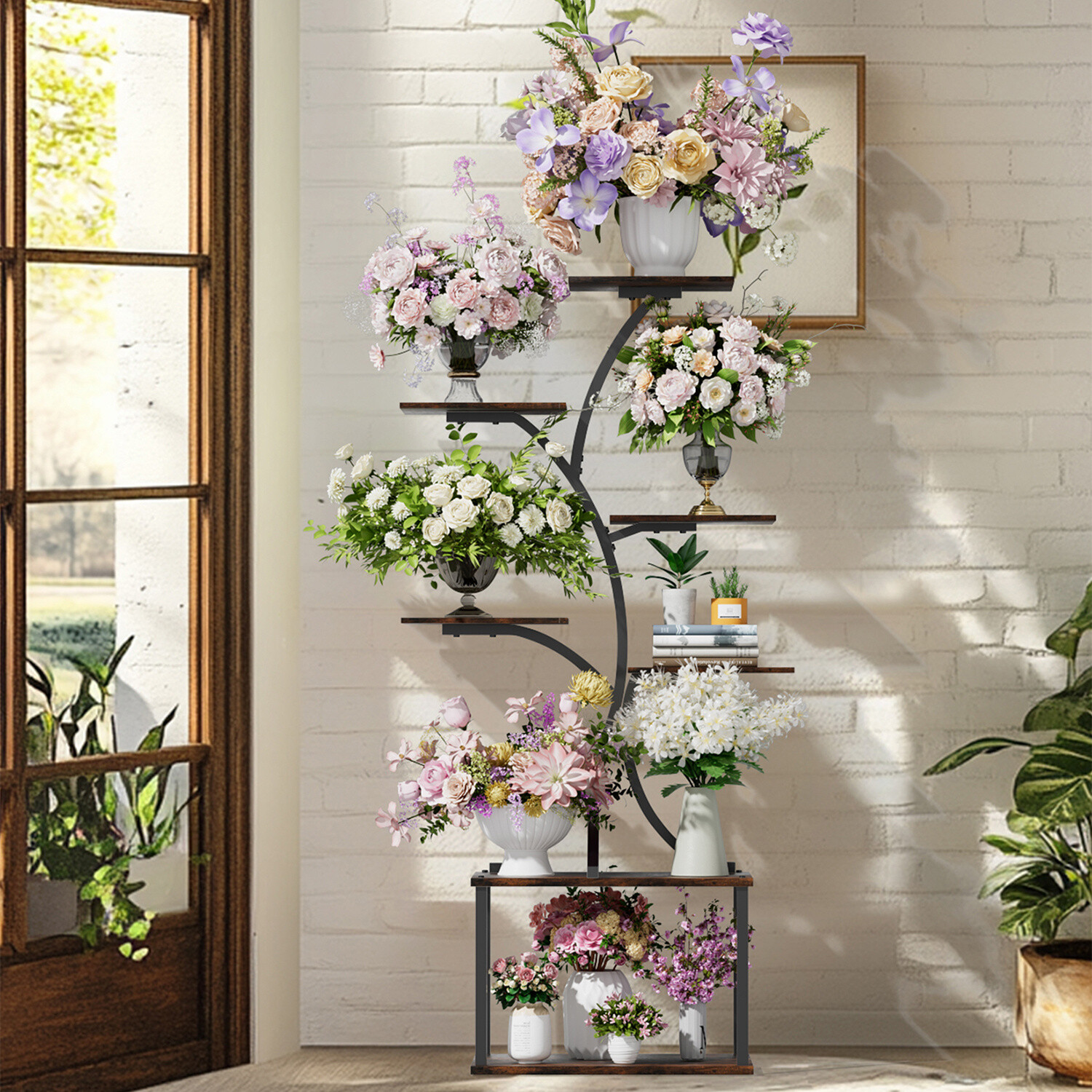 7 tier Plant Stands Curved Shape Plant Flower Holder Display Rack for Balcony UK