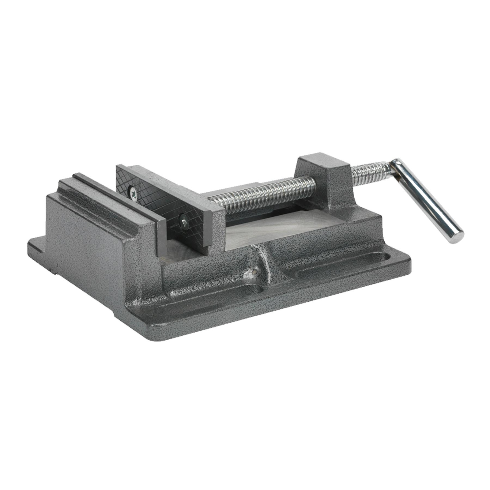 Drill Vice 125mm Jaw Cast Steel Machined Foot & Articulated Threaded Handle