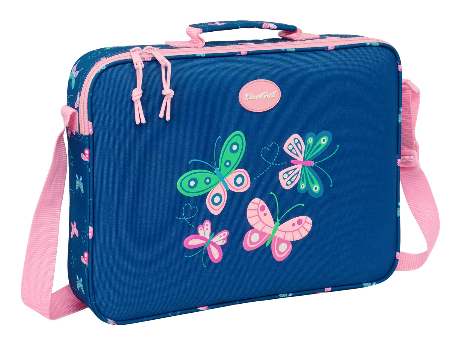 BLACKFIT8 BUTTERFLY – Extra School Wallet, Pencil Case, Shoulder Strap, Comforta