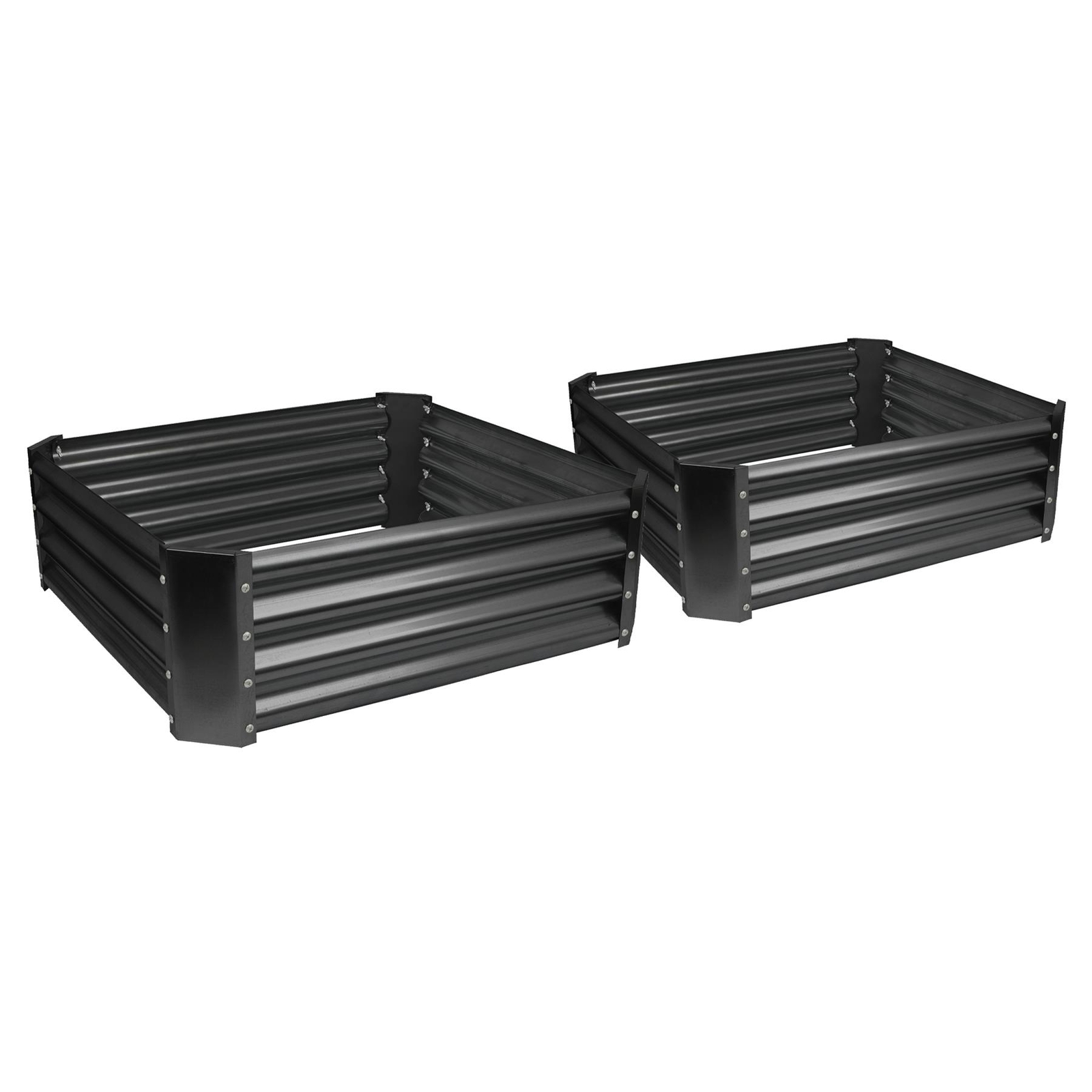 2x Anthracite 90cm x 90cm Square Galvanised Steel Raised Garden Beds Planter Box