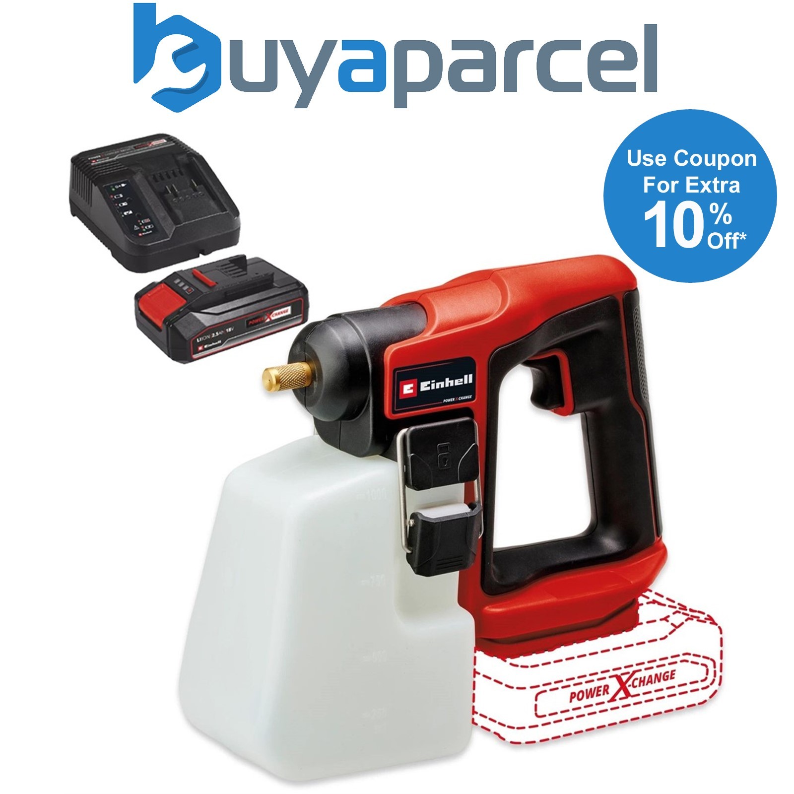 Einhell 18v Cordless Garden Pressure Sprayer GE-WS 18/10 + 2.5AH Charging Kit