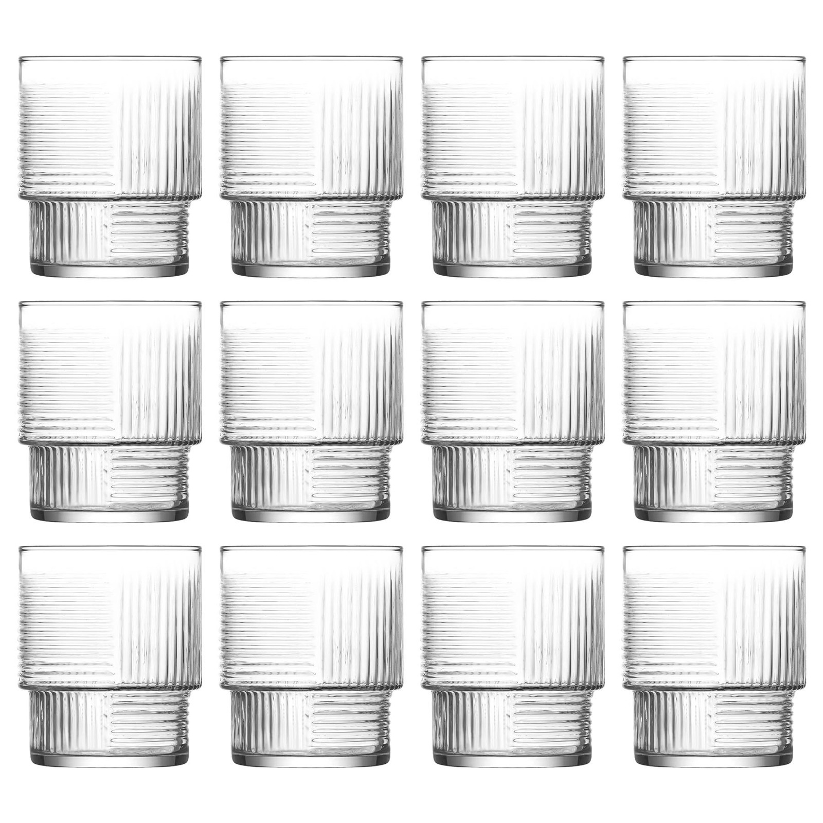 12x LAV Clear 230ml Helen Stacking Whisky Glasses Tumbler Glassware Gift Set