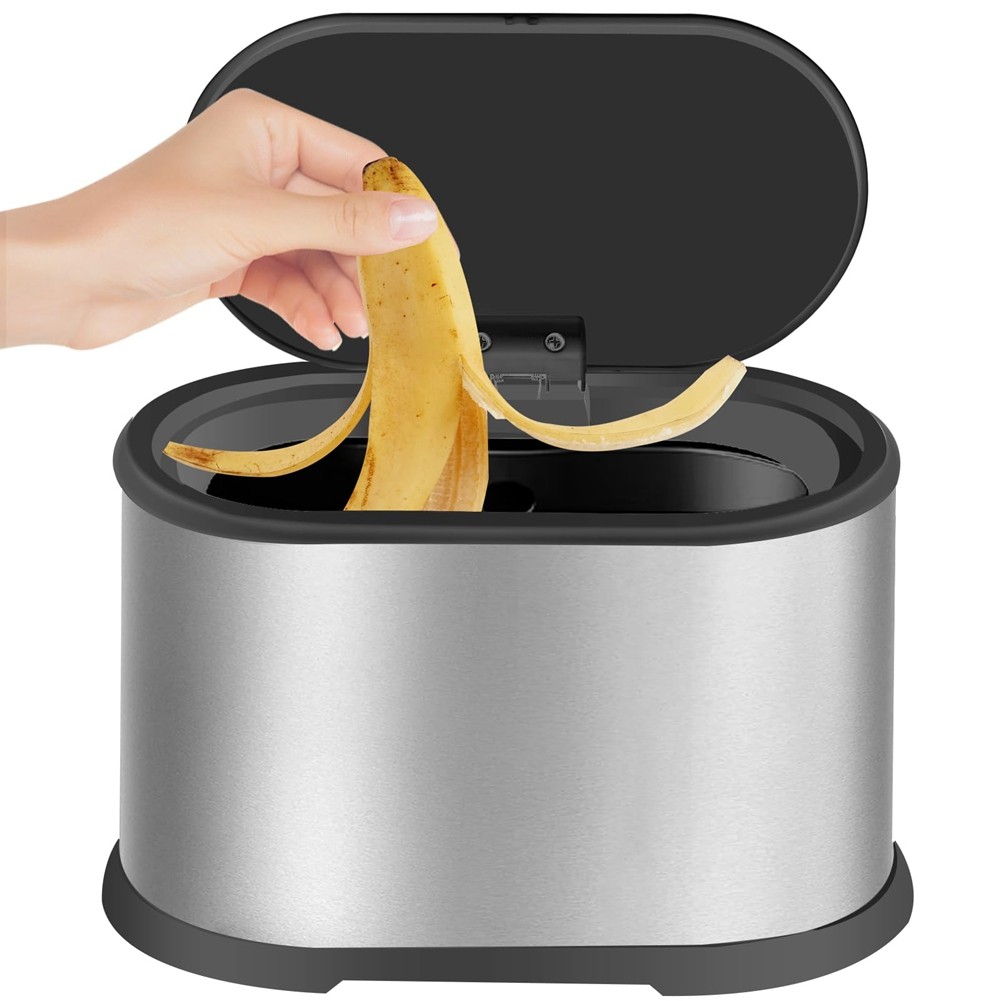 Trash Can with Lid, 4L Small Kitchen Compost Bin Countertop Trash Can,9409