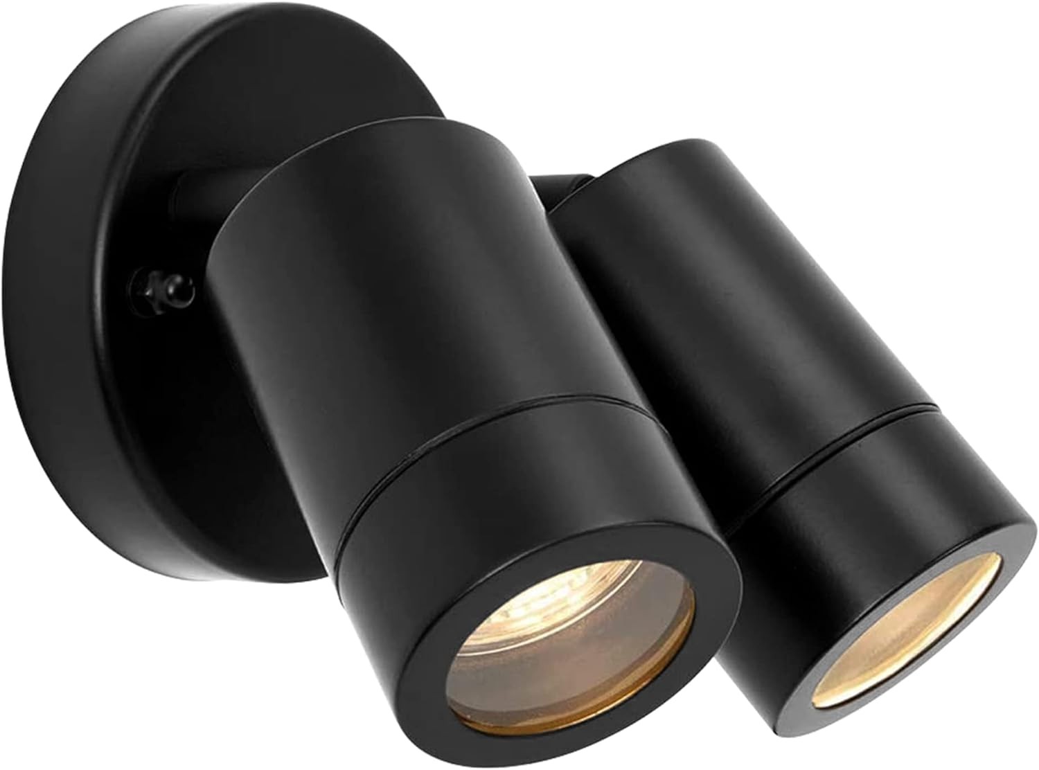 Palin IP44 Rated Outdoor Twin Spotlights, Matt Black Steel Adjustable Tilt Outs