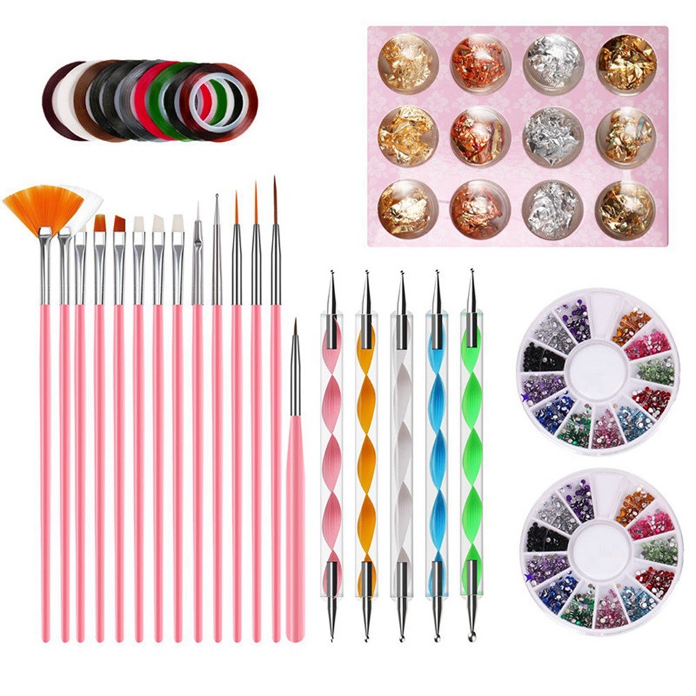 3X(Nail Pen Stamp Nail Art Tool with Nail Painting Brushes, Nail Dotting7347