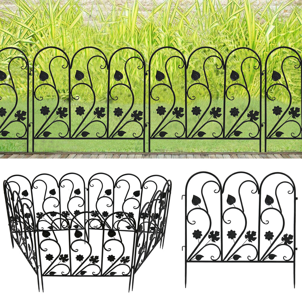 5pc Anti-rust Garden Fencing Panel Foldable Edge Wire Border Pet Dog Cat Barrier