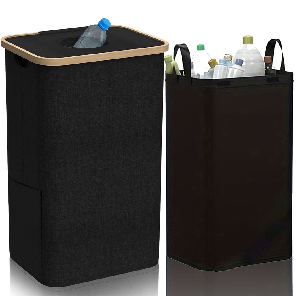 Removable Storage Basket with Cover, Recycling Bottle Storage Basket,4618
