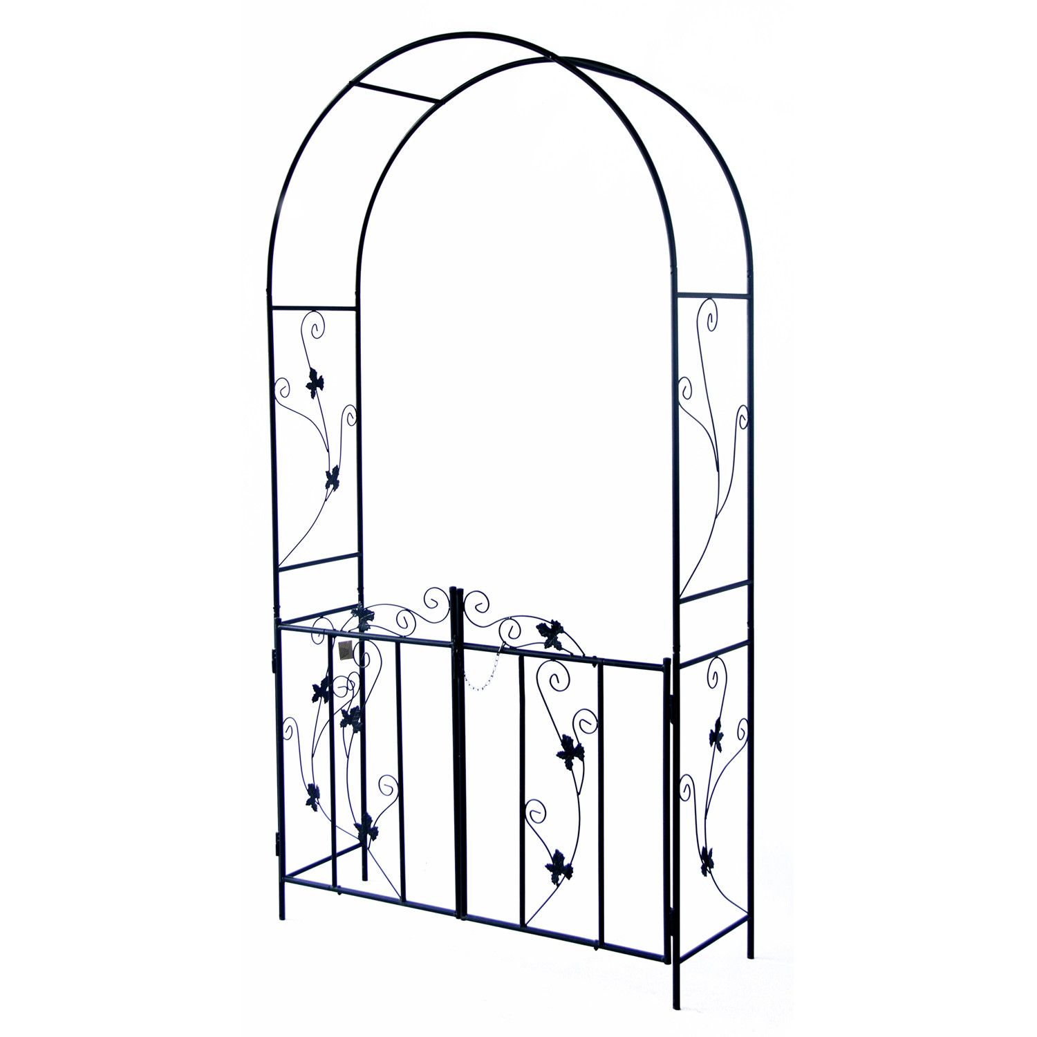 Woodside Decorative Metal Garden Arch With Gate Outdoor Climbing Plants Archway