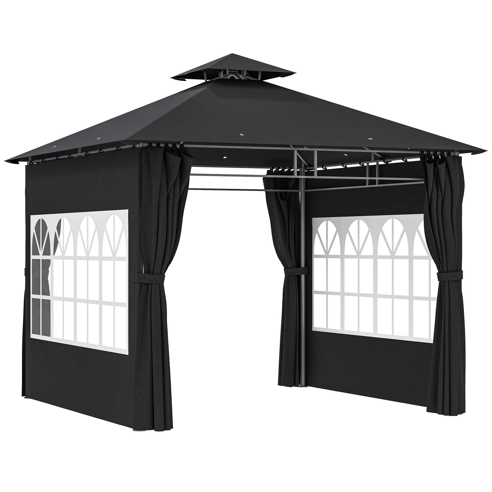 Outsunny 3 x 3 m Garden Gazebo, Outdoor Gazebo Canopy Shelter, Black