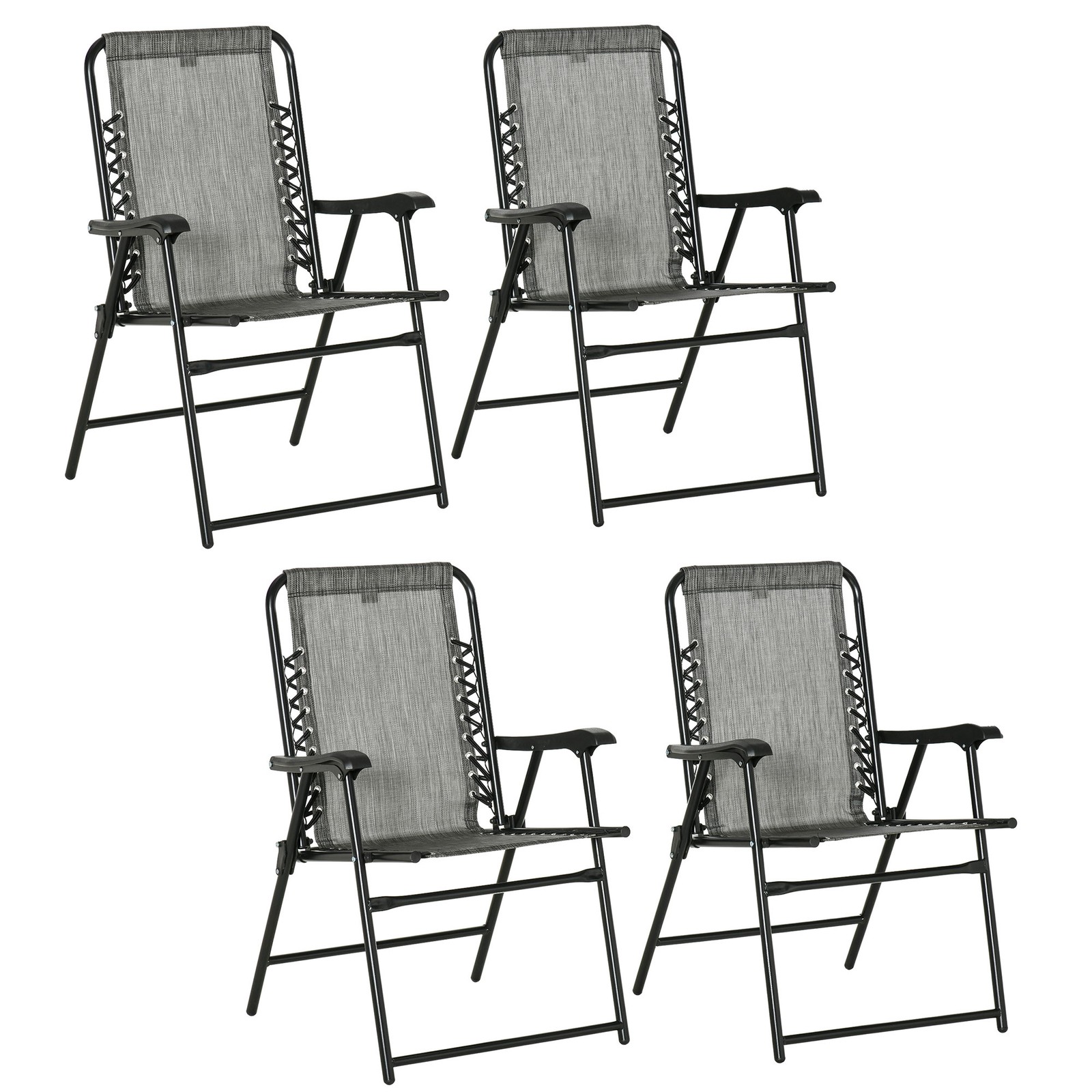 Outsunny 4Pcs Outdoor Patio Folding Chairs, Portable Garden Loungers Grey