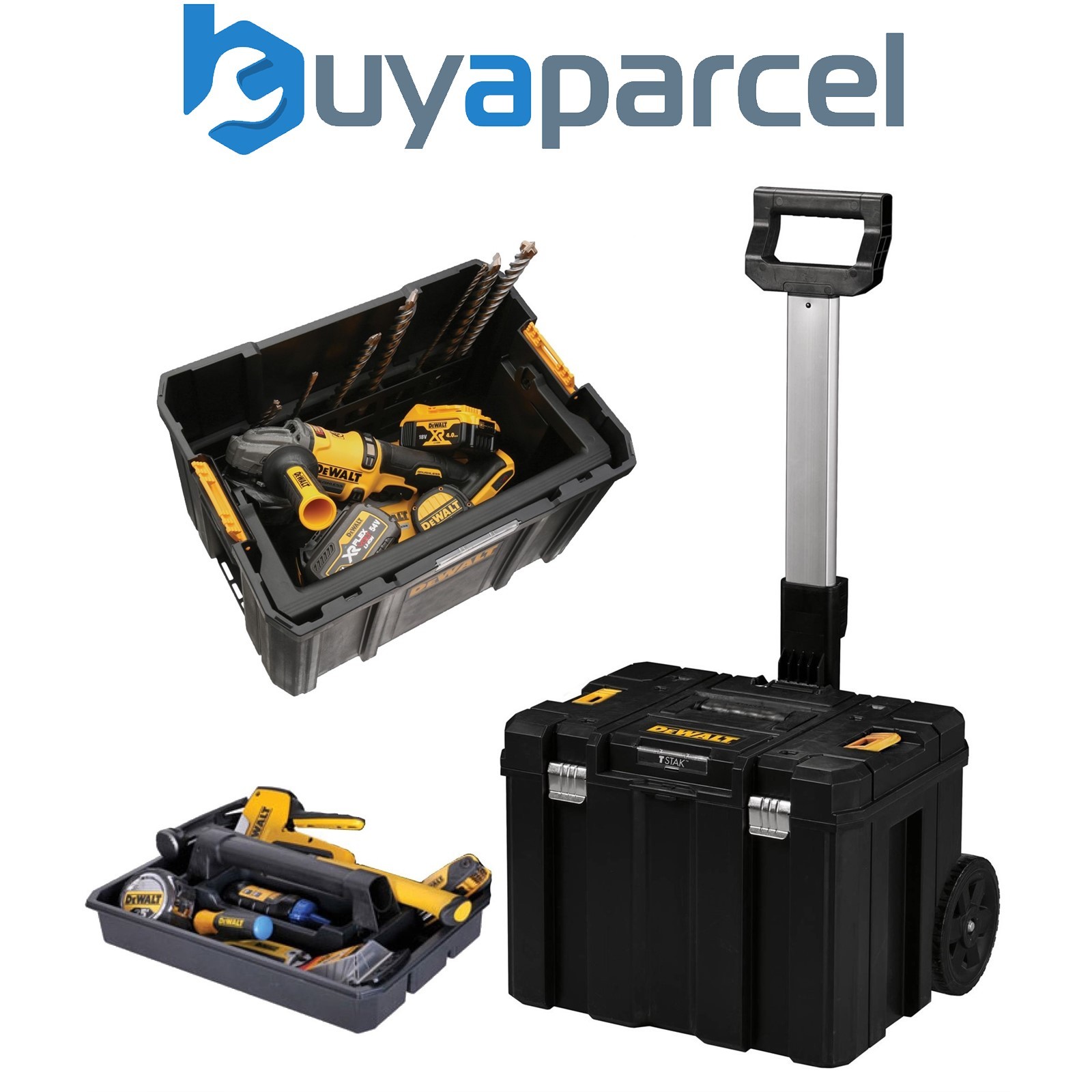 Dewalt DEW181682 TStak Rolling Mobile Tool Storage Box + Open Tote Tool Box Case