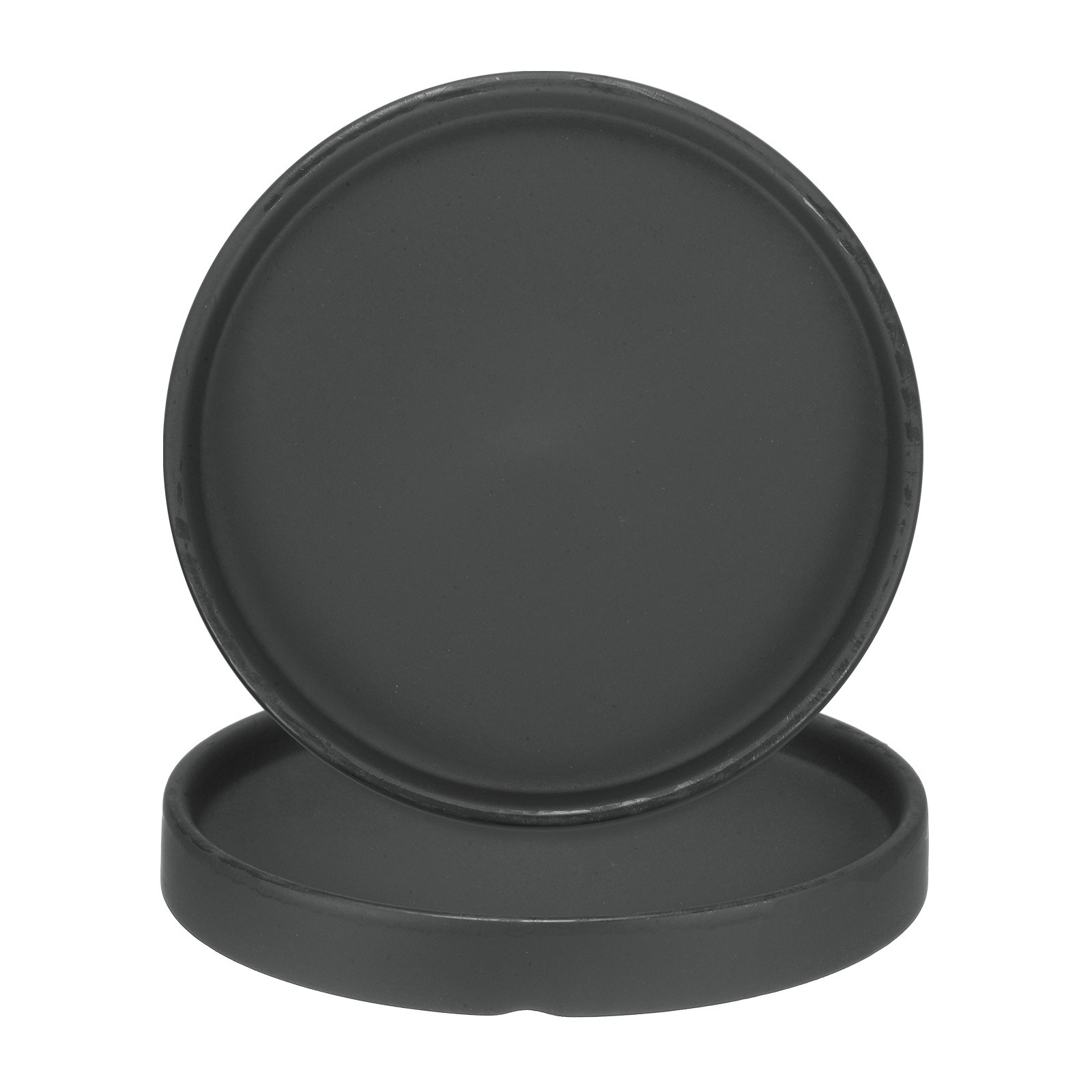 2-Pack Ceramic Plant Saucer, 6.3 Inch Saucer Drip [Round Black]