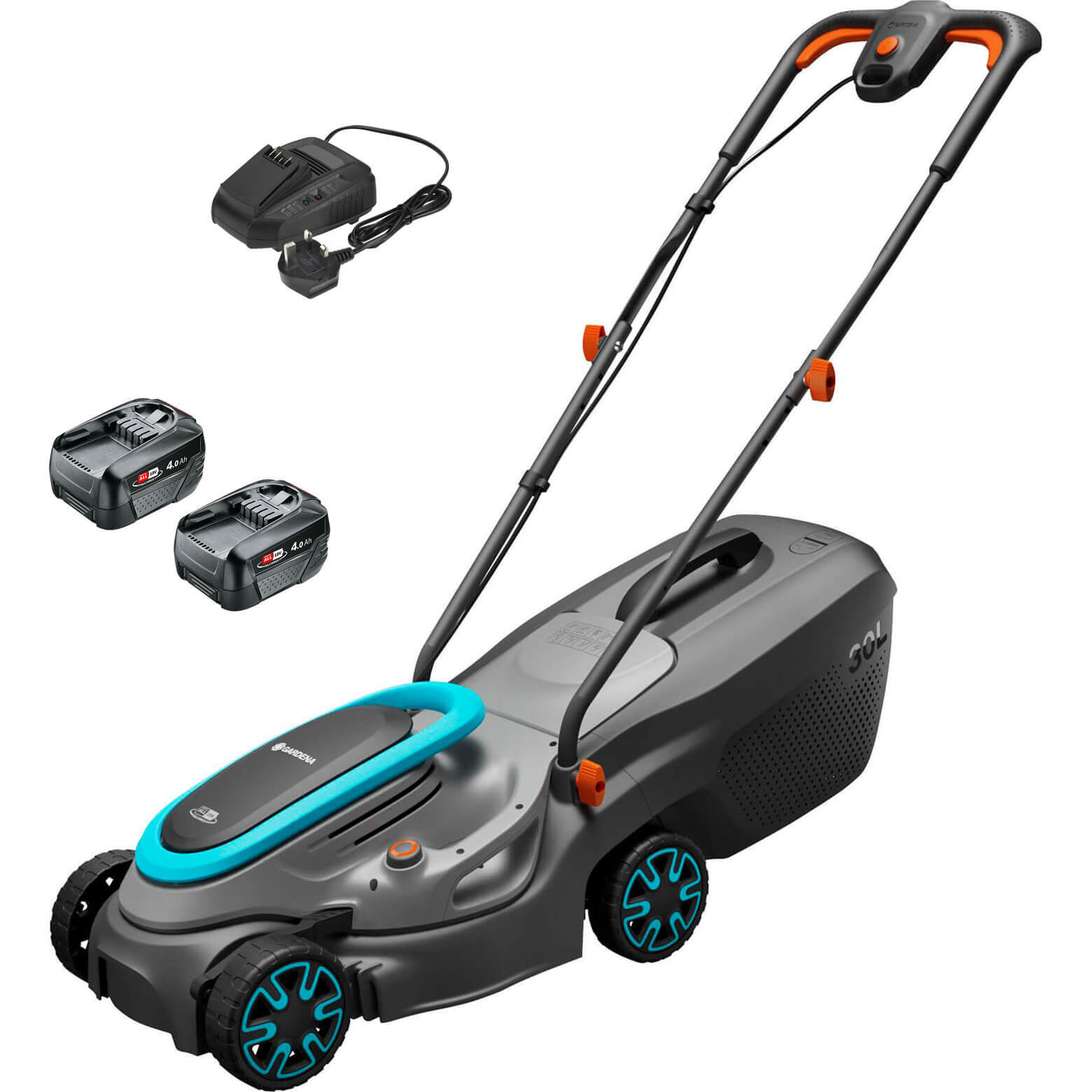 Gardena POWERMAX 32 P4A 18v Cordless Rotary Lawnmower 320mm 2 x 4ah Li-ion