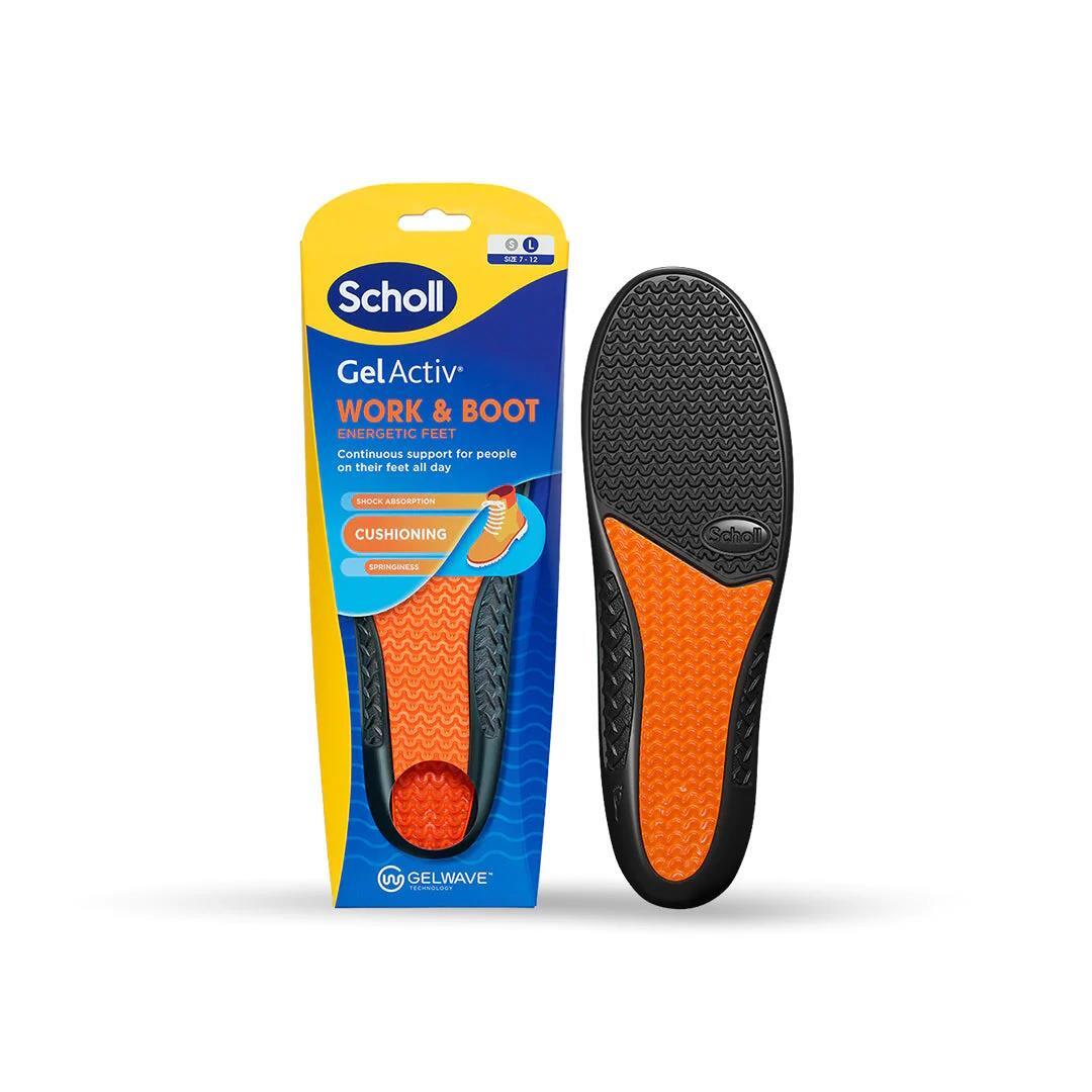 Scholl Gel Active Work Insoles Men Shock Absorber Comfortable Boot Shoe 7-12