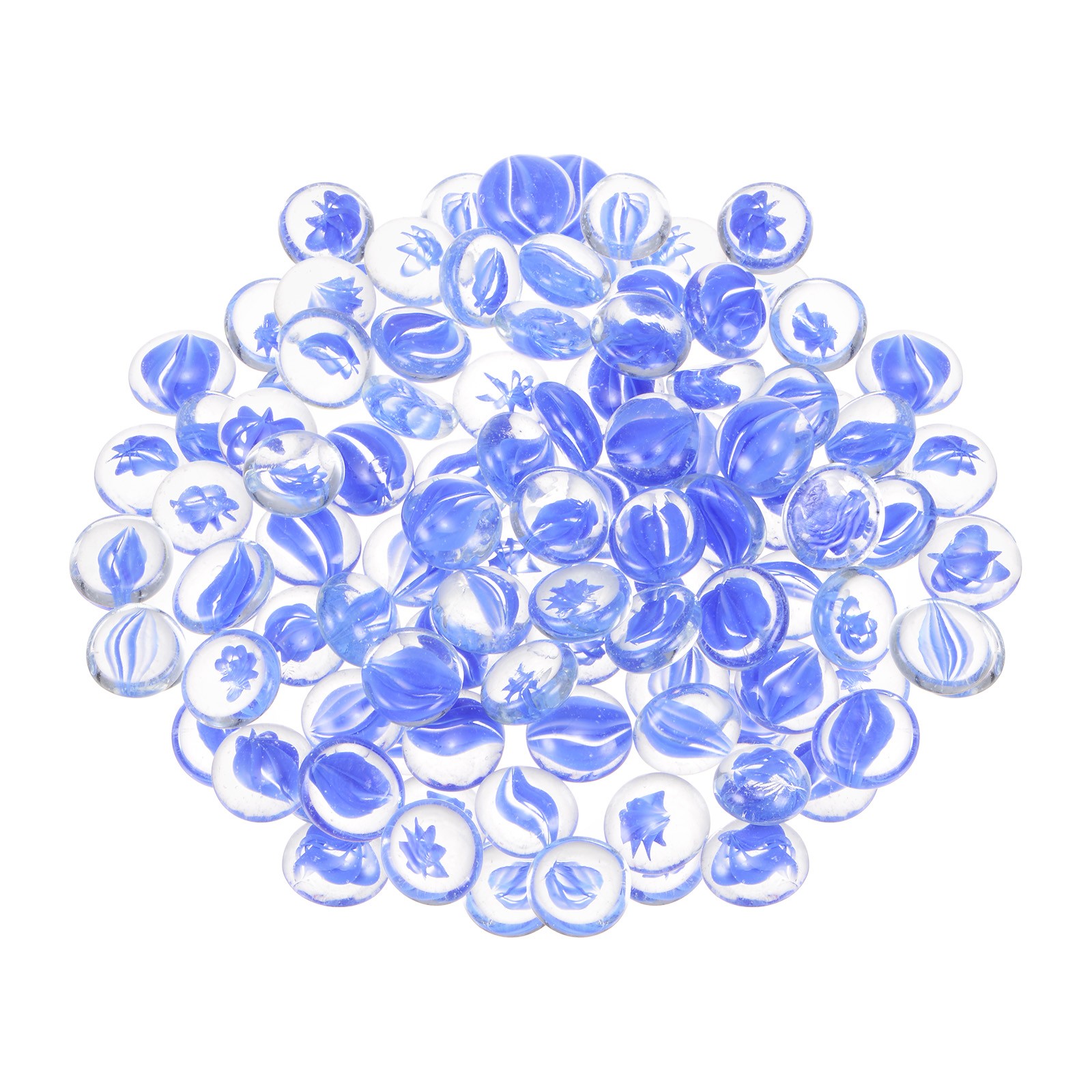 Fire Glass Beads Round Glass Marbles Gravel Pebbles 1000g/2.2lbs Clear Blue