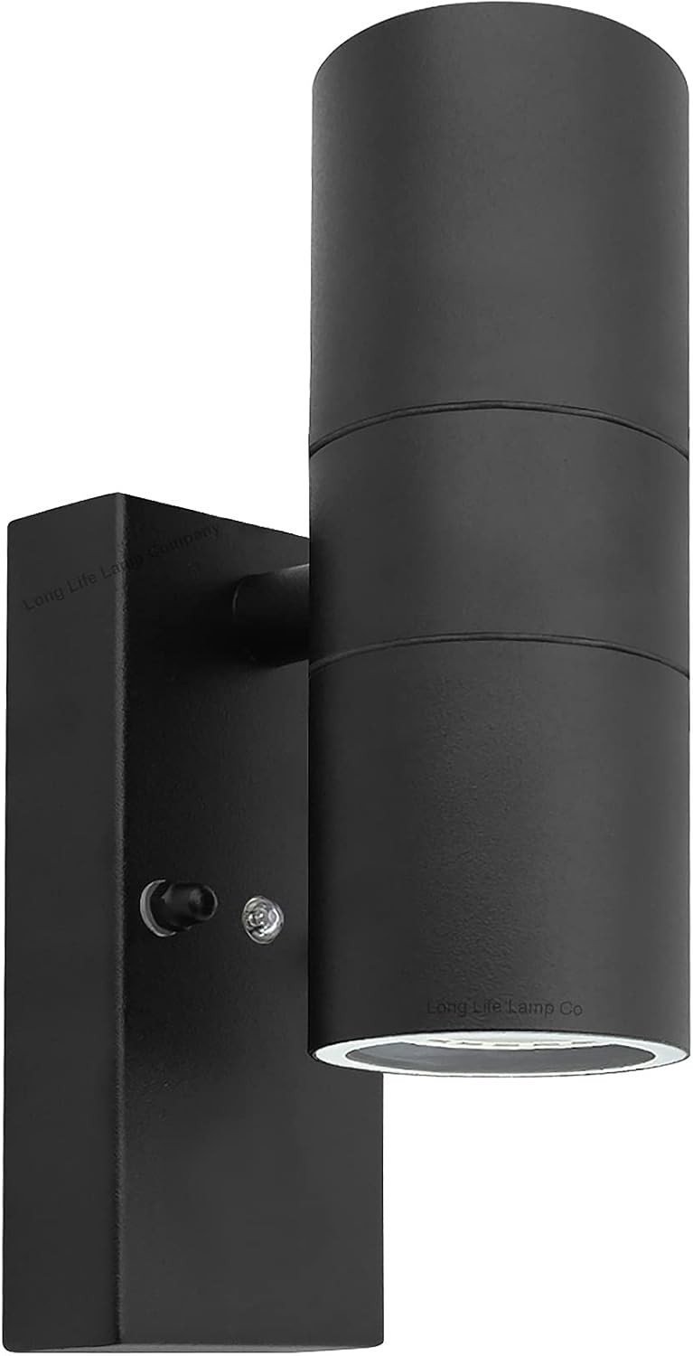 Outdoor Wall Light Dusk Till Dawn Sensor Black Finish Stainless Steel Up and Do
