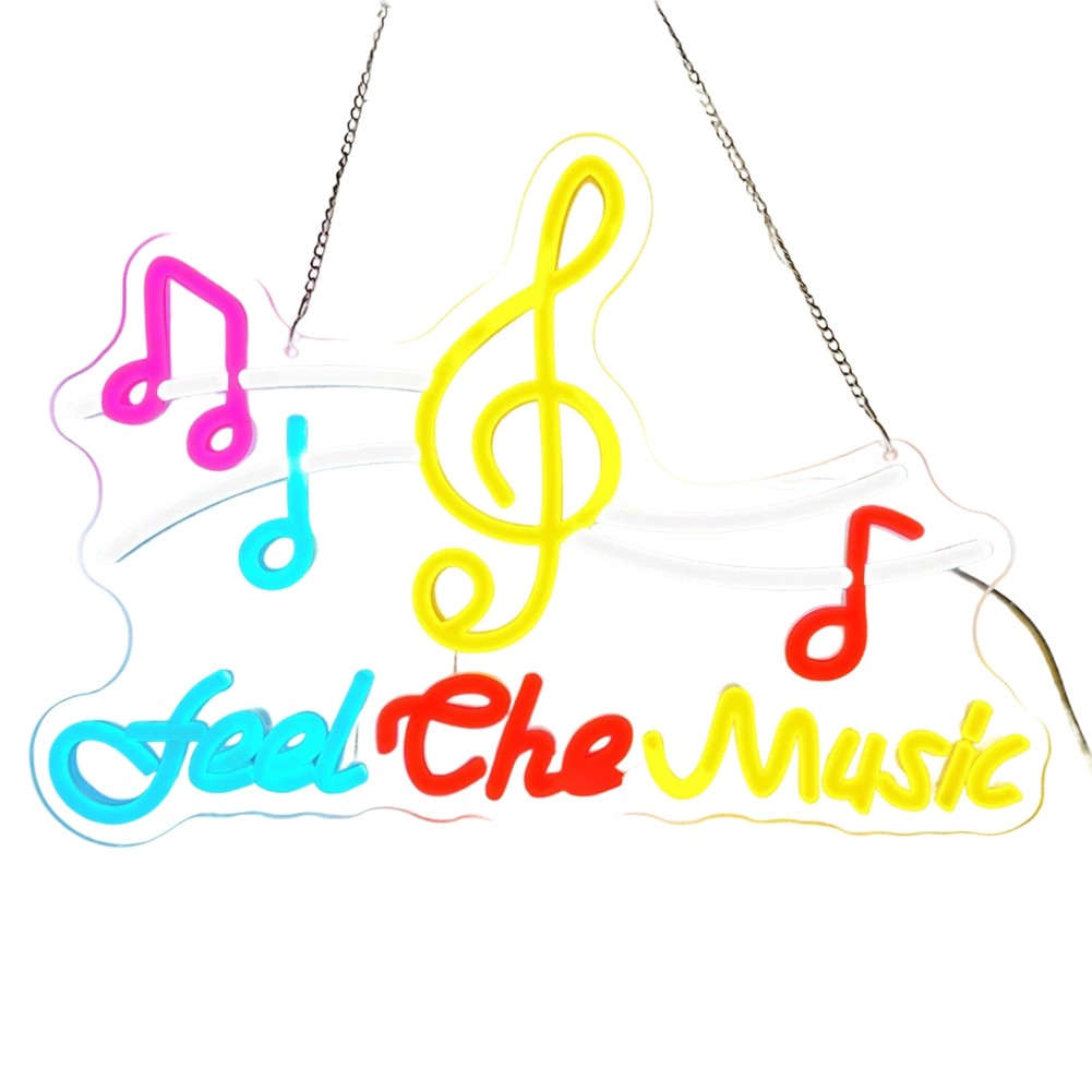 Musical Notes Neon Sign,Feel the Music Neon Sign,Neon Signs for Wall Decor2072