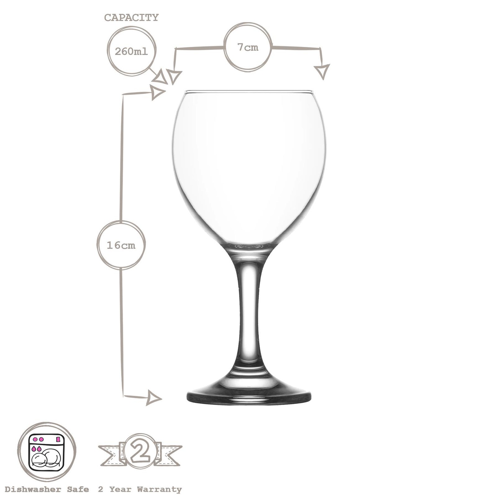12x LAV 260ml Misket Red Wine Glasses Party Cocktail Drinking Glass Goblet Set