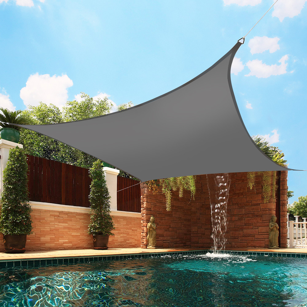 3m Sun Shade Sail Garden Awning Canopy 98% UV Block Square Anthracite