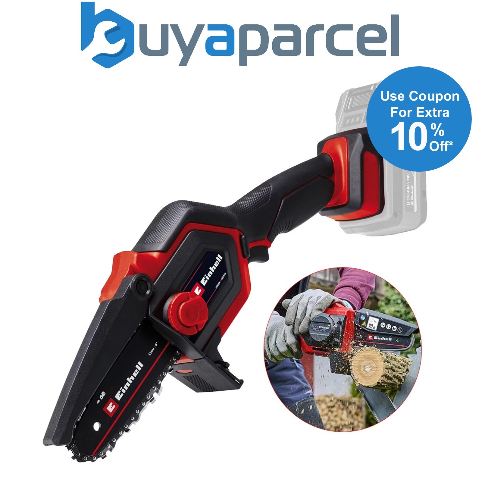 Einhell 18v Cordless Chainsaw Pruning Saw BL 15cm Hand Saw PXC GE-PS 18/15 Body