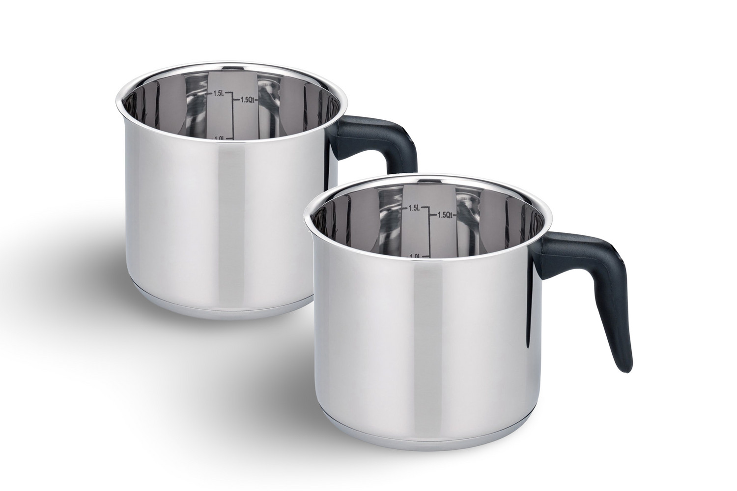2x Stainless Steel Milk Pot "Turin" 14cm Small Cooking Pot Set