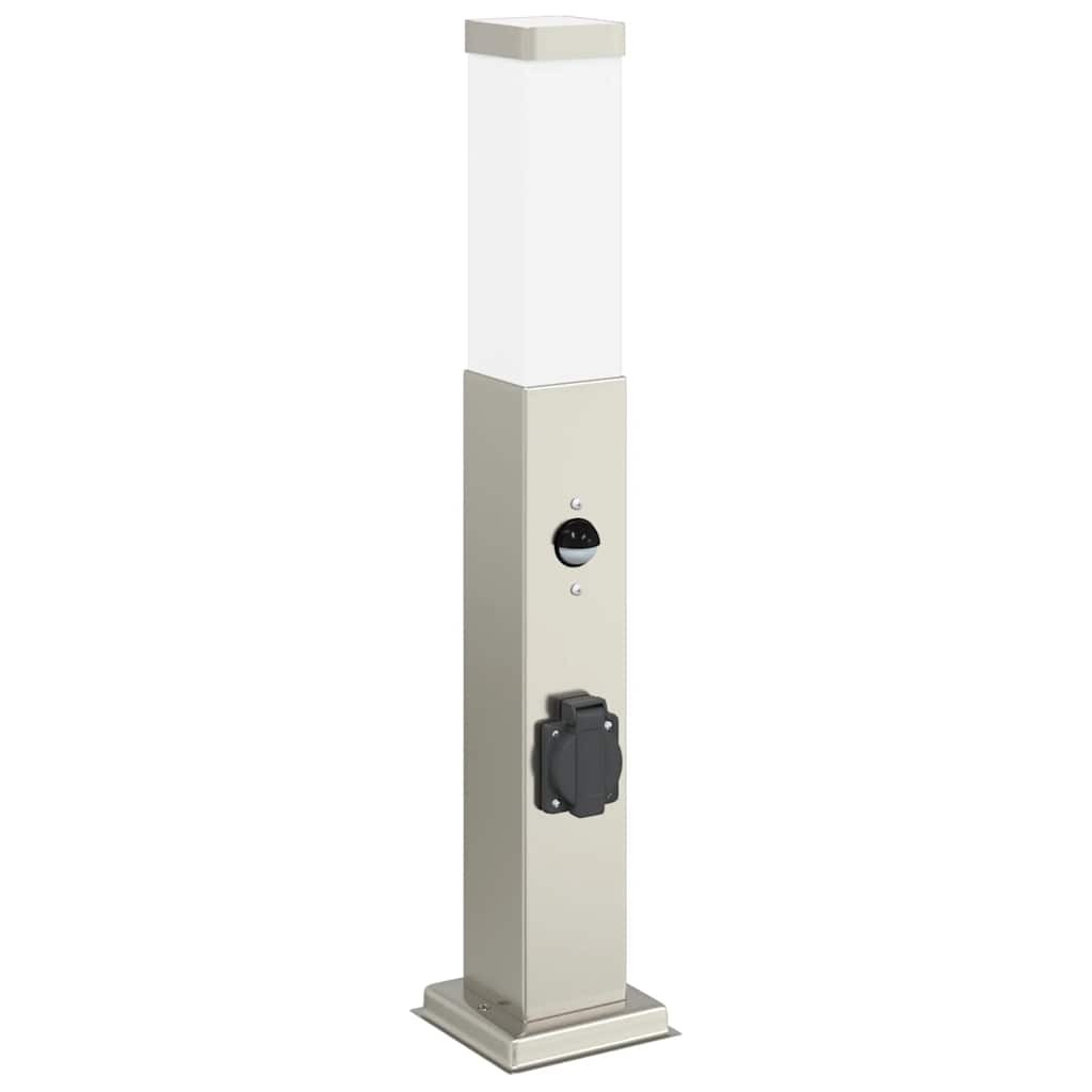 Bollard Light 50cm Stainless Steel Silver IP44 With PIR Sensor & Outlet vidaXL
