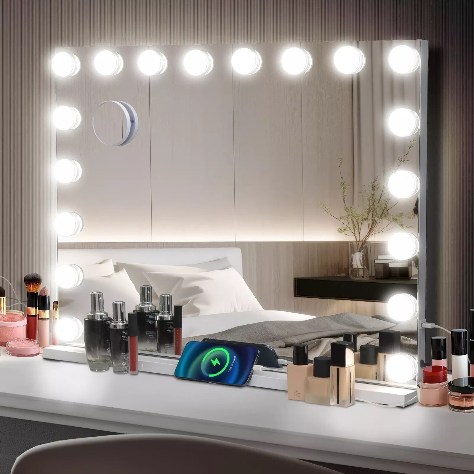 18 LED Bulb Hollywood Makeup Mirror Large 80x60cm Vanity Light Mirror with USB