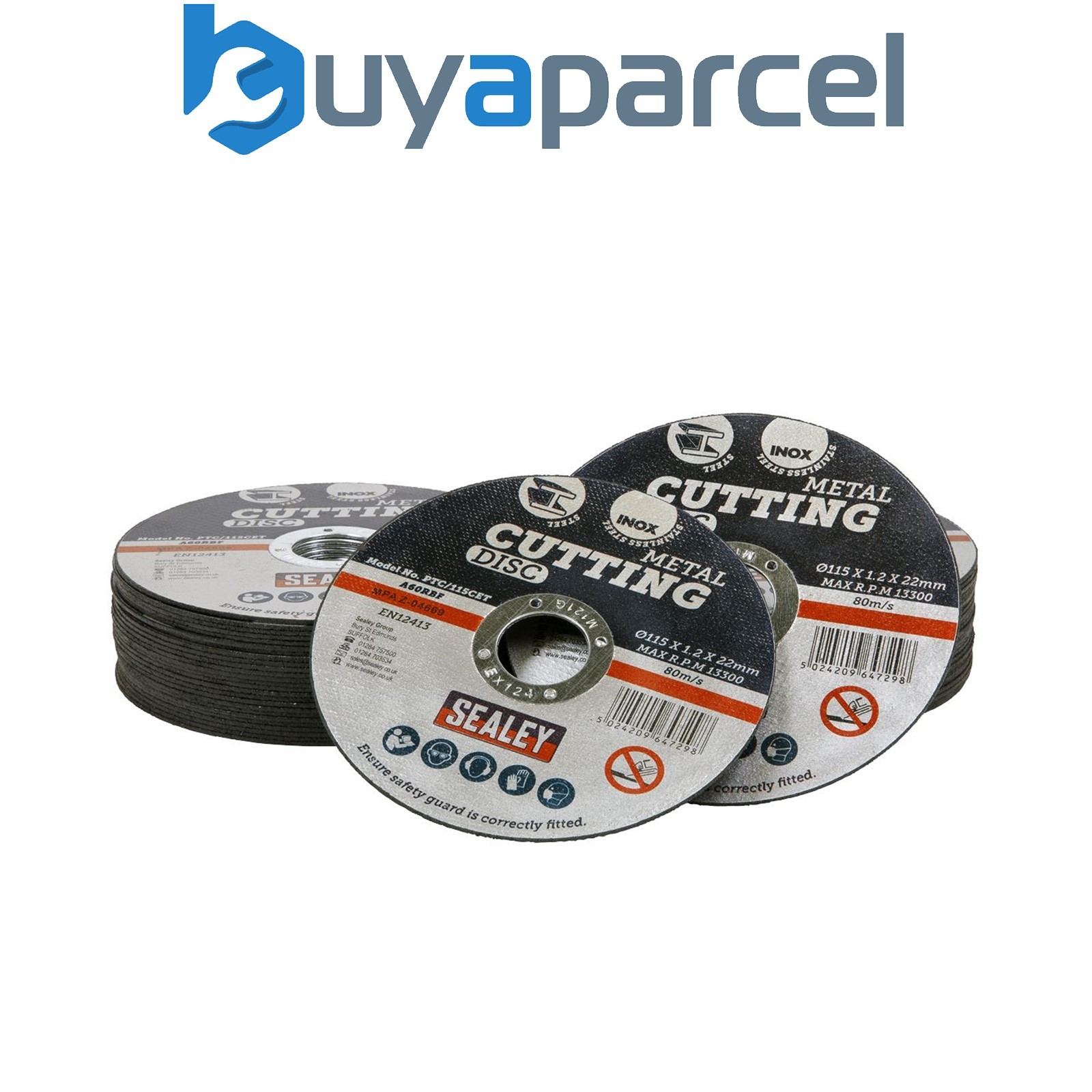 Sealey PTC115CET50 115 x 1.2mm Cutting Disc 22mm Bore - Pack of 50