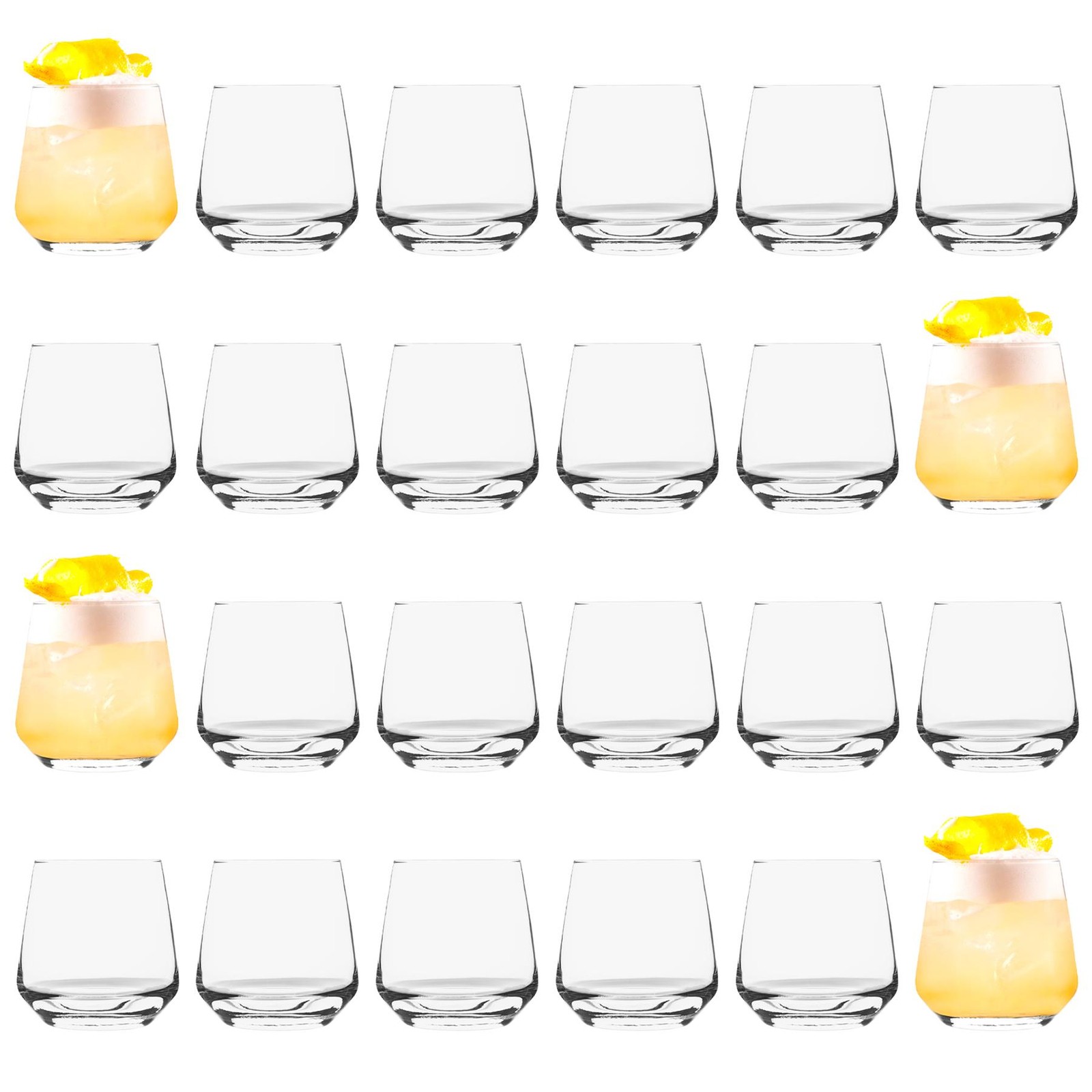 24x Tallo Whisky Glasses Modern Water Juice Glass Drinking Tumblers 345ml Clear