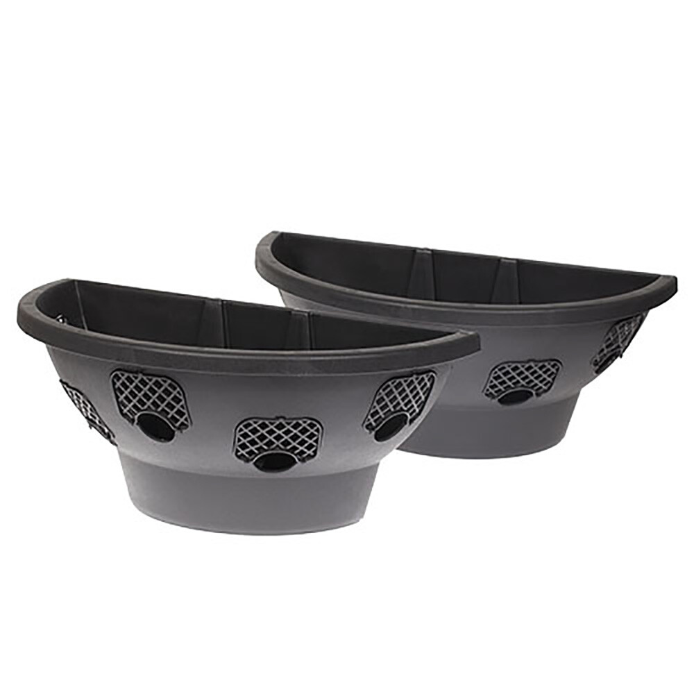 Wall Planters, EasyFill Black, planting apertures, 2-pack with brackets, fixings