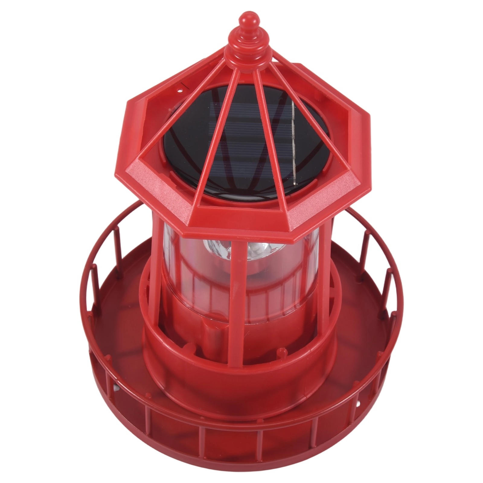 LED Solar Powered Lighthouse, 360 Degree Rotating Lamp Courtyard Decoration8074