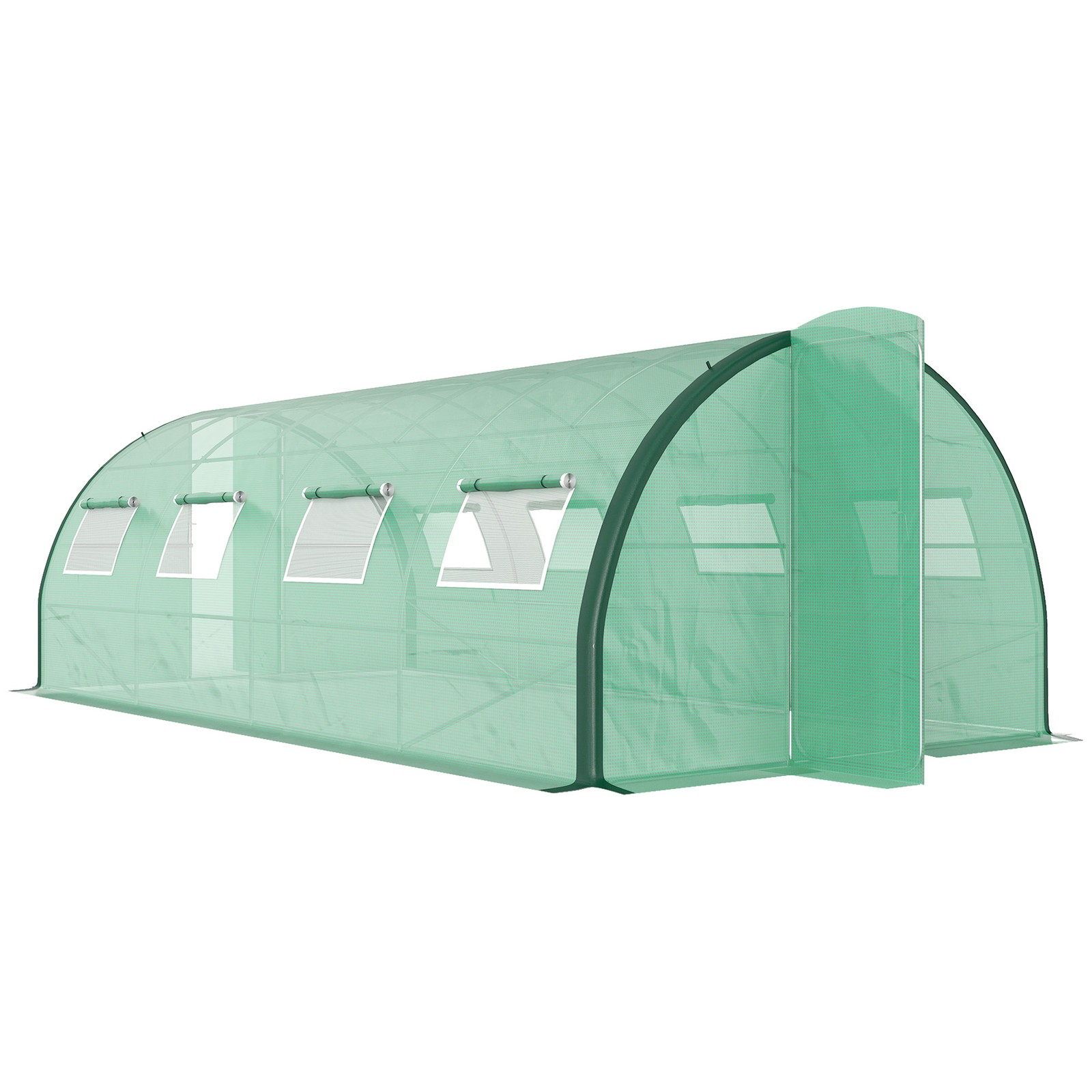 Outsunny Tunnel Greenhouse, Upgraded Structure, Hinged Doors, 6 x 3 m, Green