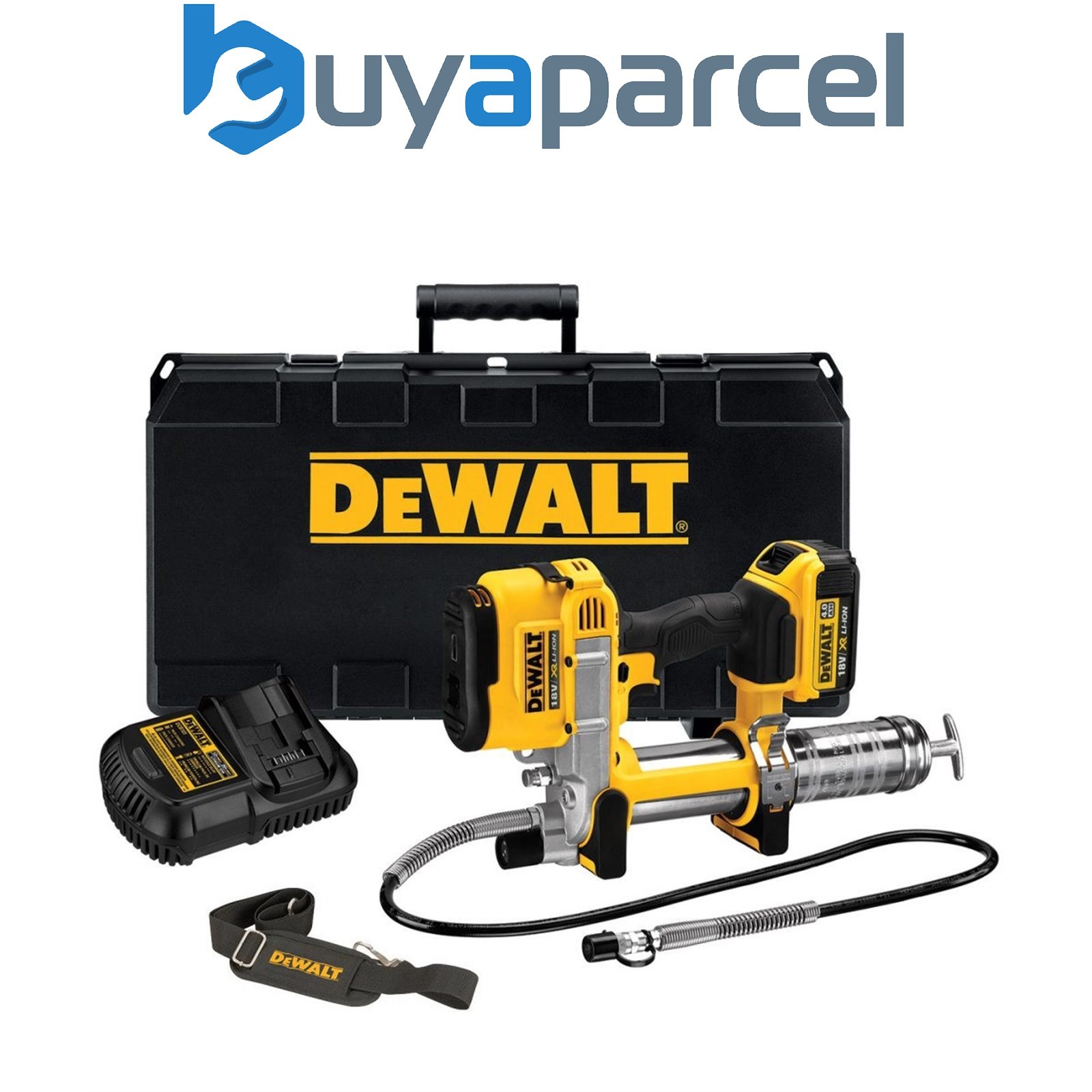Dewalt DCGG571M1 18v XR Cordless Li-Ion Grease Gun + 1 x 4Ah Battery, Case