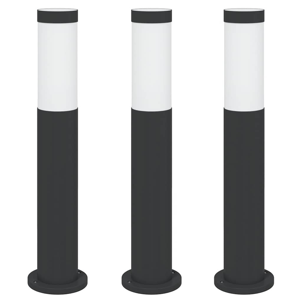 Bollard Lights 3pcs 50cm Black Stainless Steel IP44 Outdoor Garden vidaXL