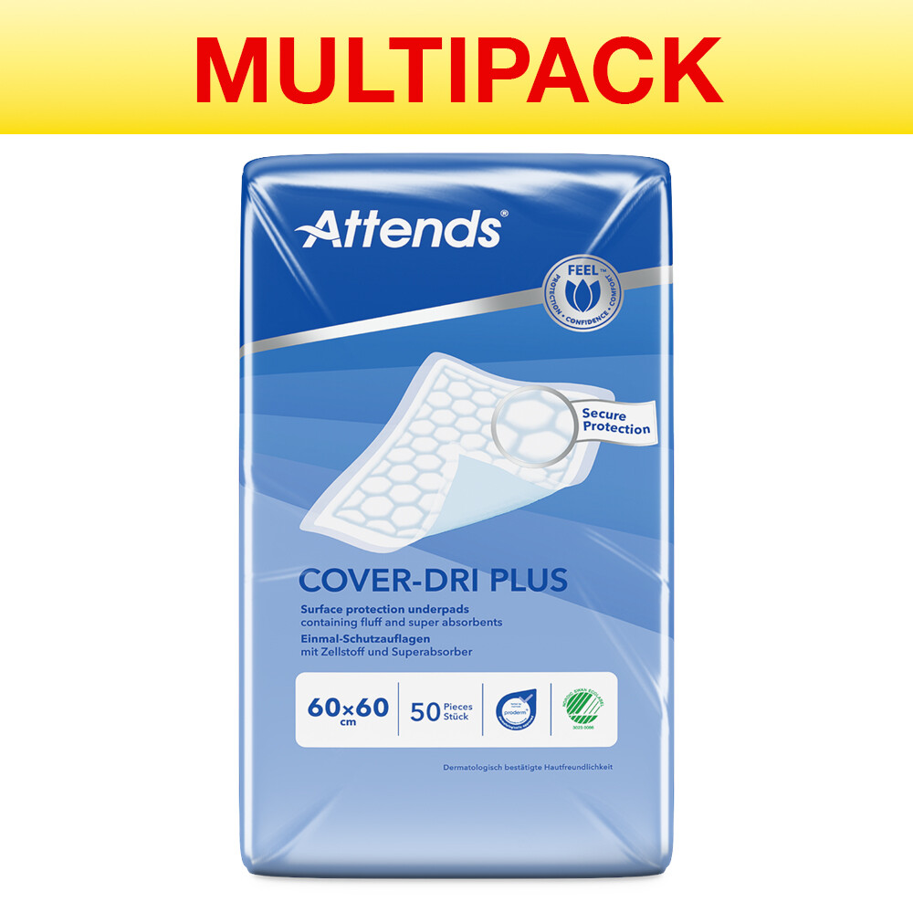 Attends Cover-Dri Plus Bed Pads - 60 x 60 cm - 4 Packs of 50 Disposable Sheets