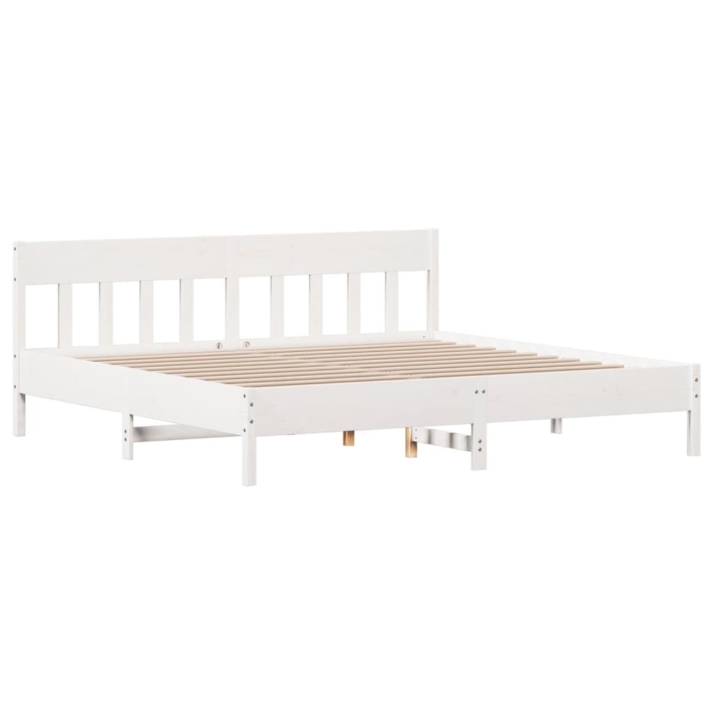 Bed Frame with Headboard Base White 200x200 cm Solid Wood Pine vidaXL