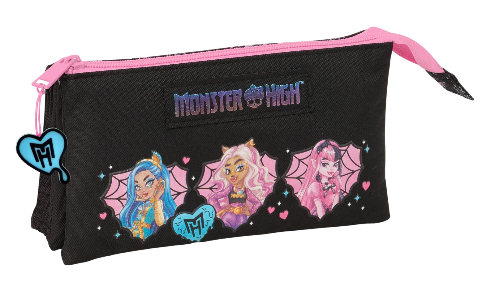 MONSTER HIGH - Triple Pencil Case, Children's Pencil Case, Ideal for School Age