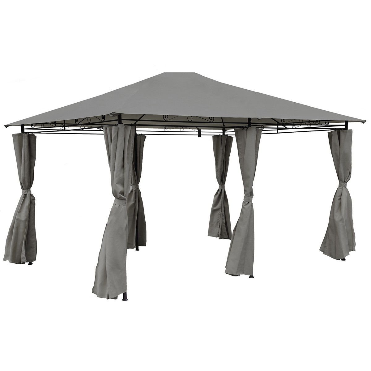 Charles Bentley 3m x 4m Steel Art Large Gazebo With Side Curtains Grey