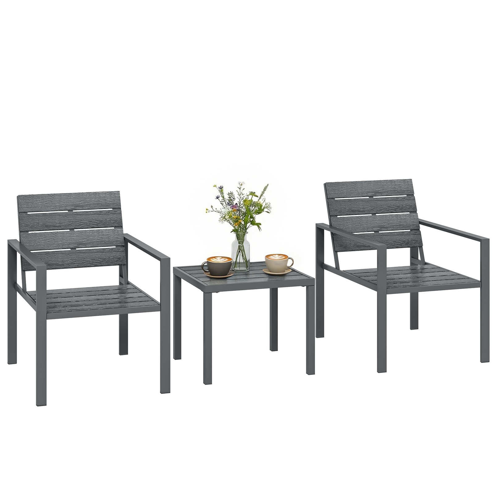 Outsunny 3 Pieces Garden Bistro Set for 2, Outdoor Bistro Table and Chairs